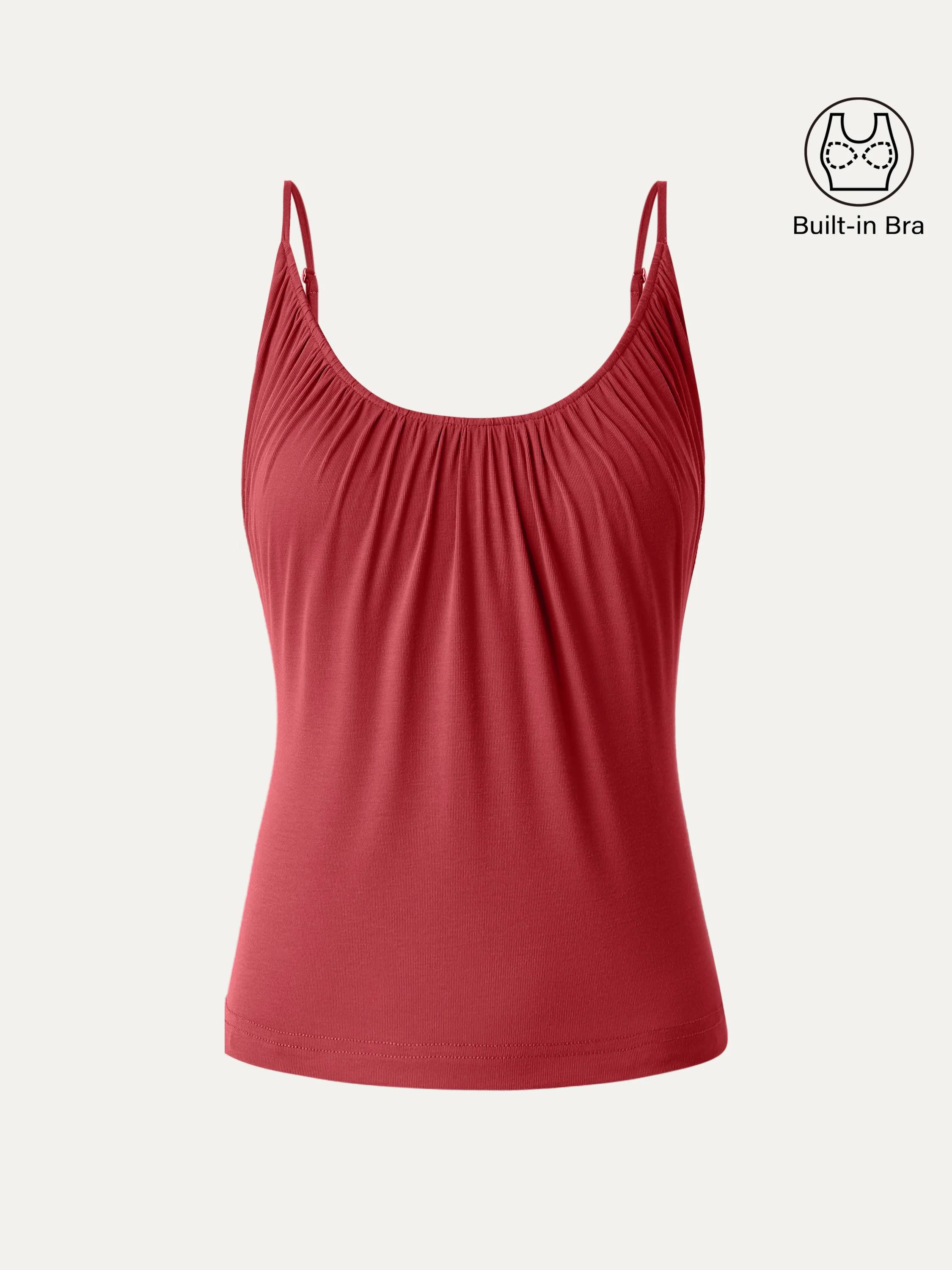 Scoop Neck Gathered Spaghetti Brami Top