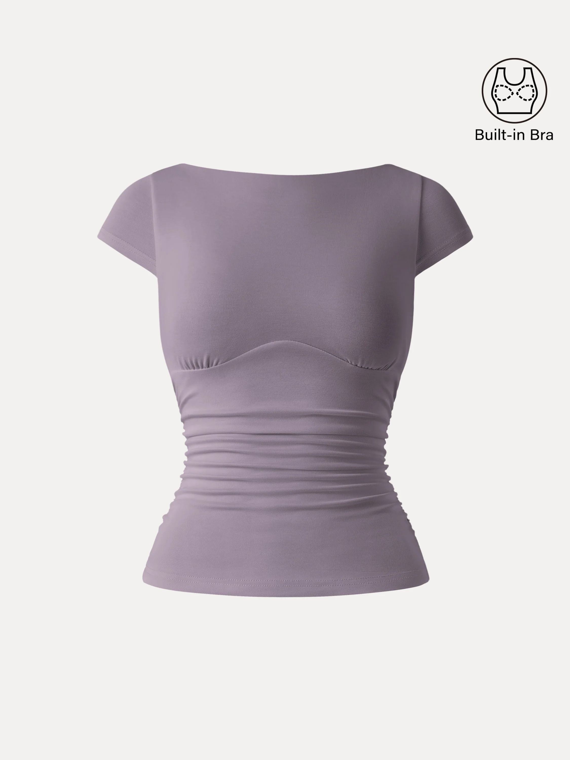 Sandwashed Boatneck Cap Sleeve Ruched Brami