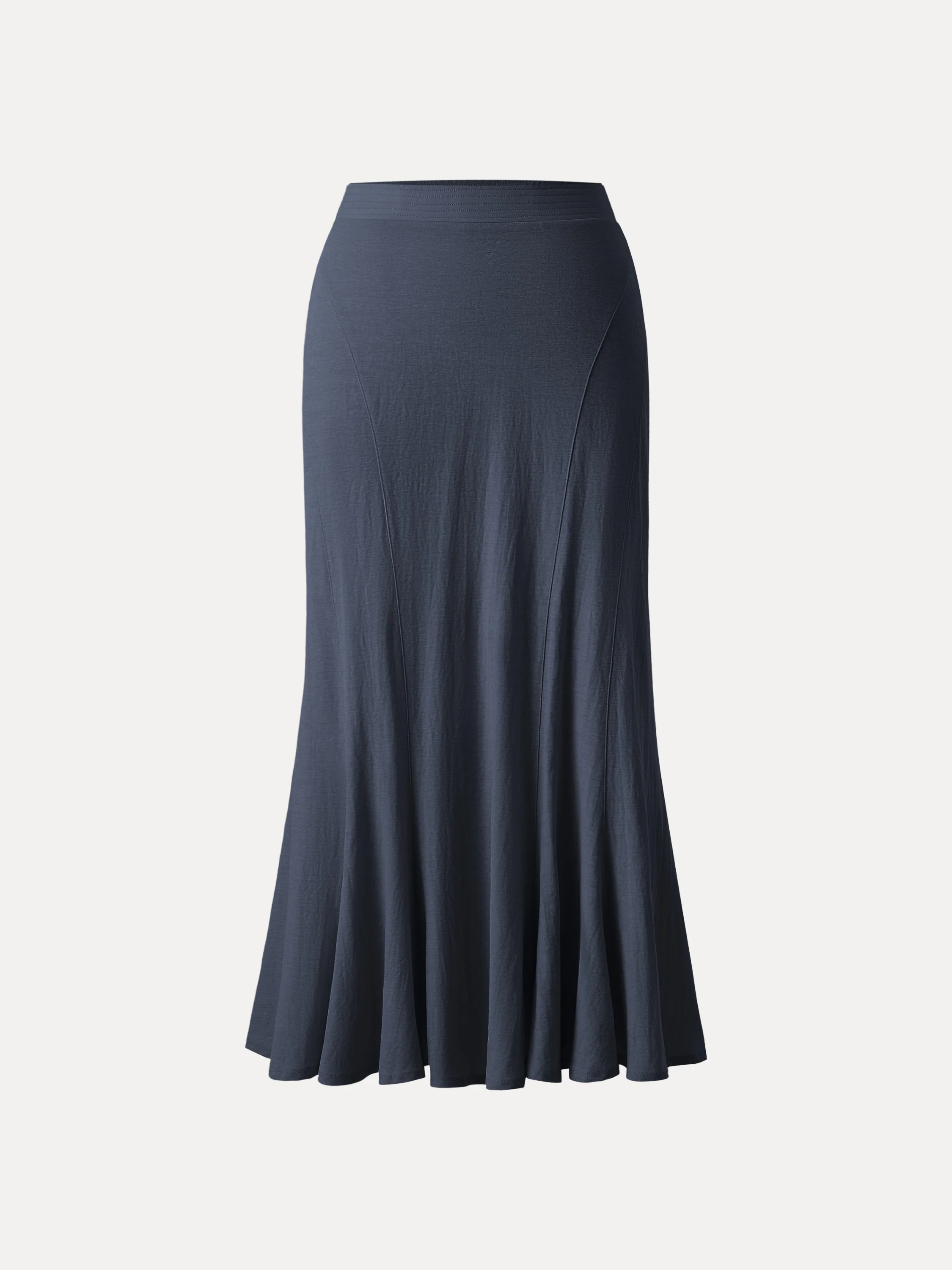 Wrinkle-resistant Cotton Linen Pull-on Midi Skirt