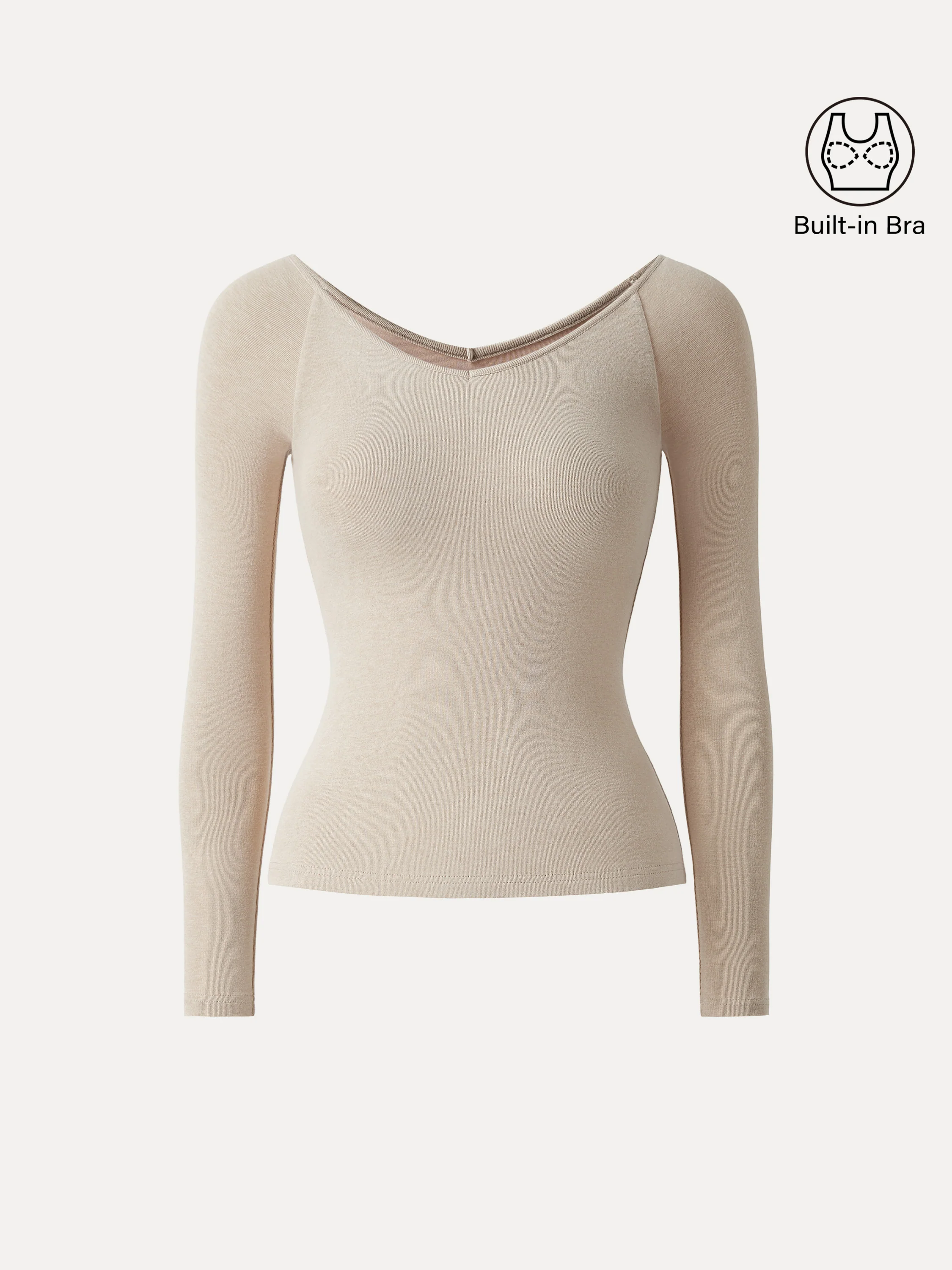 Stretch Cotton V-Neck Long Sleeve Brami Top