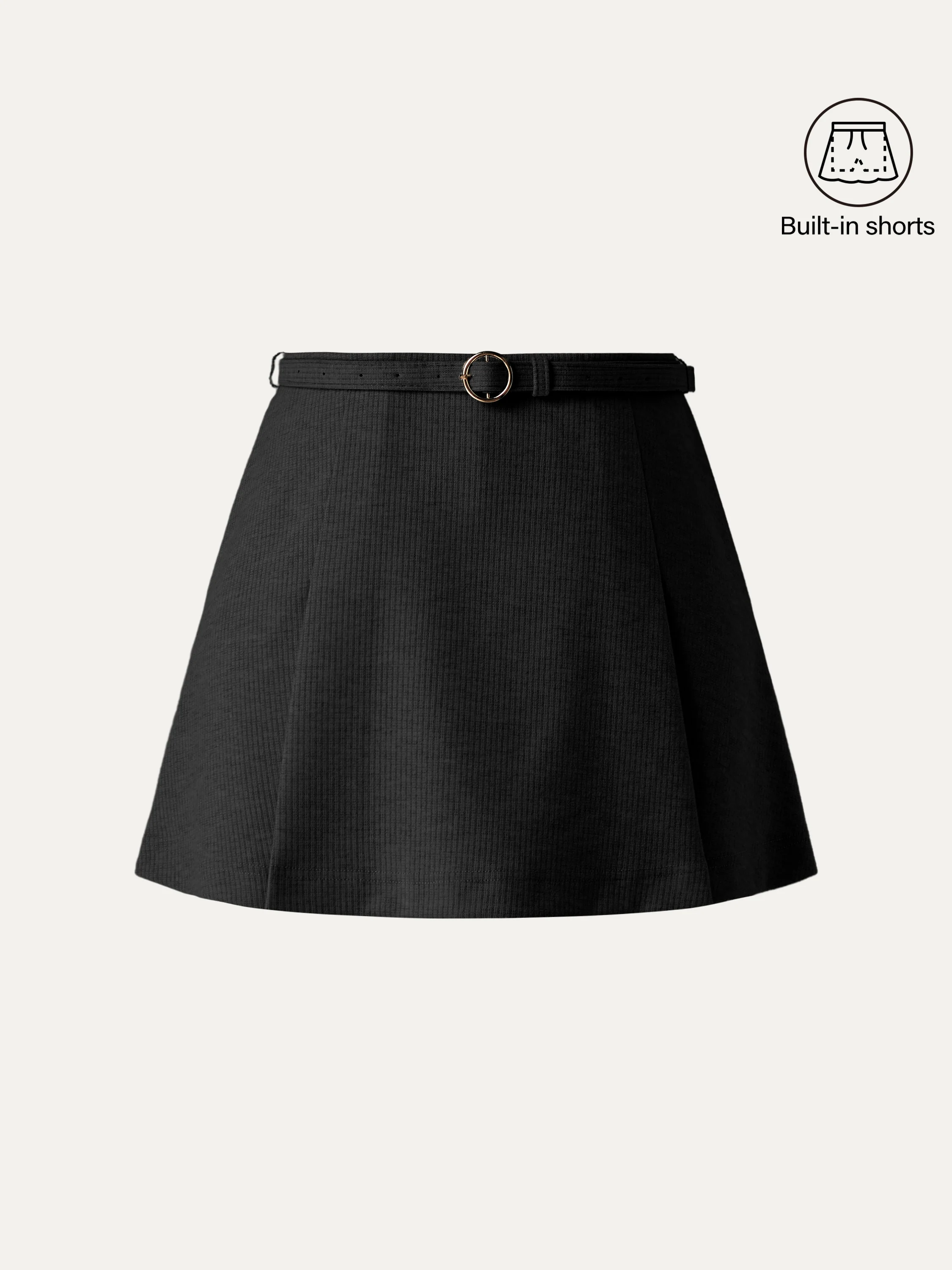 Belted Mini Skirt With Shorts