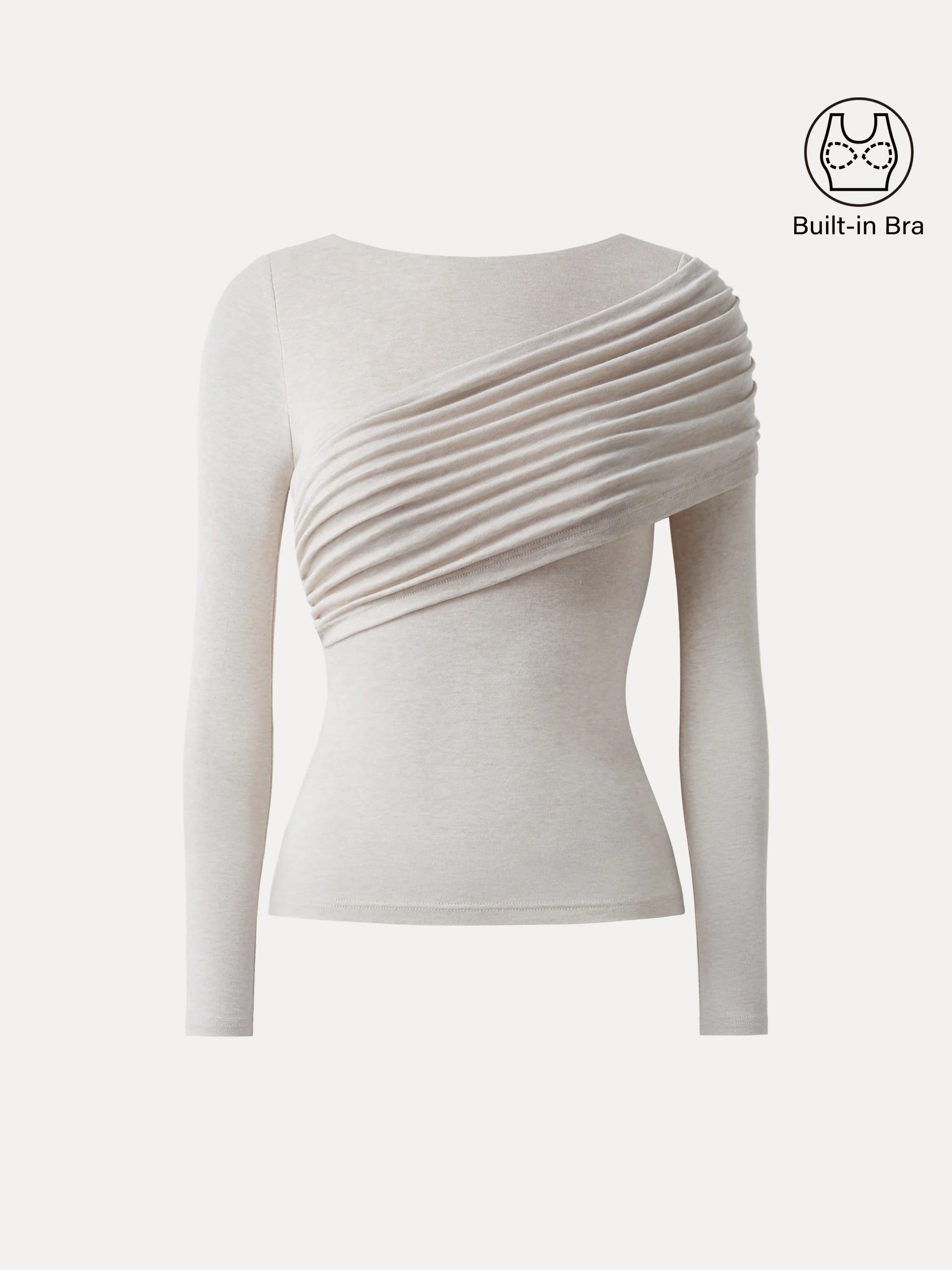 Tencel Wool Gathered Long Sleeve Crop Top