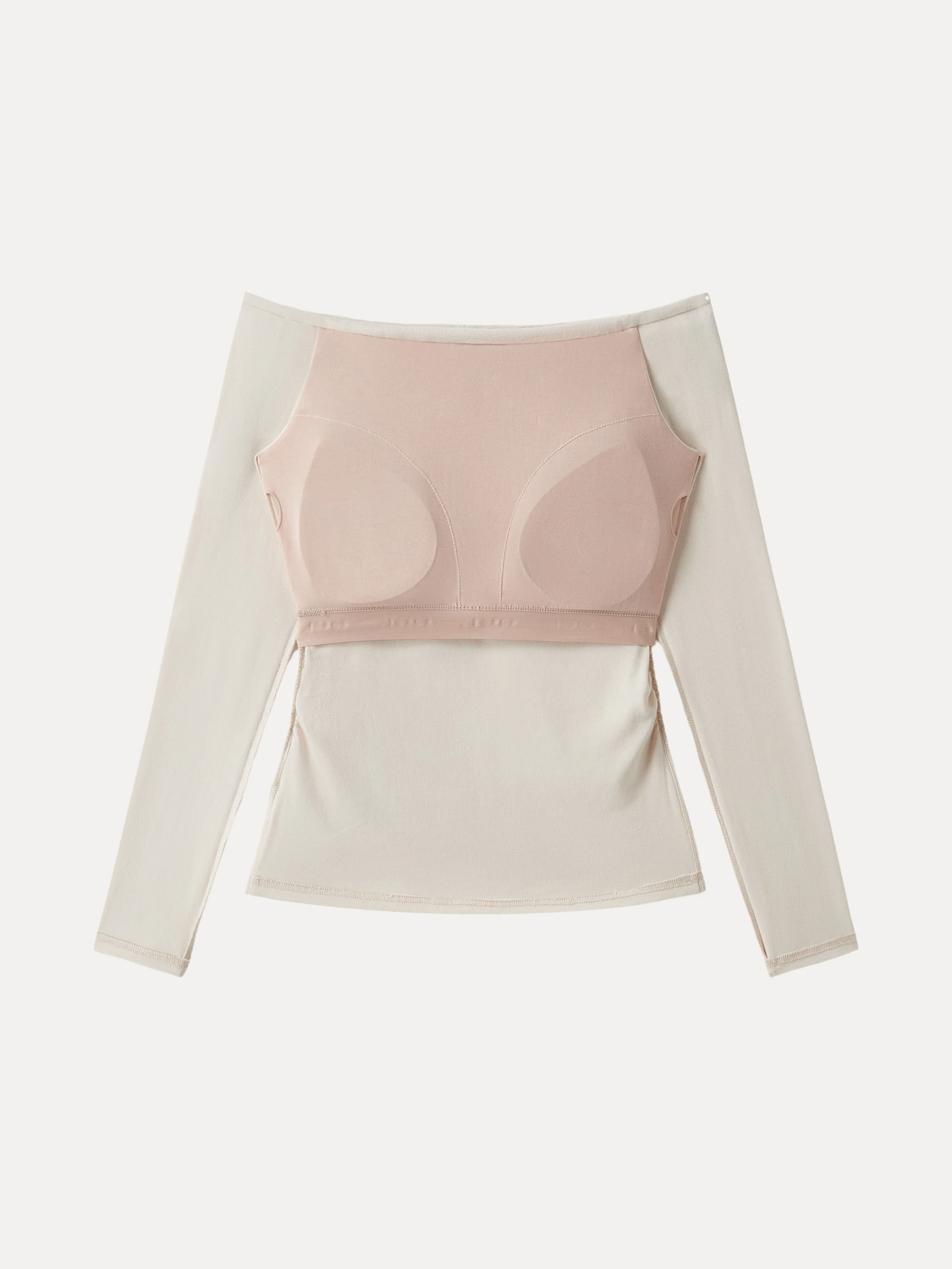 Off-the-Shoulder Long-Sleeve Side-Ruched Crop Top