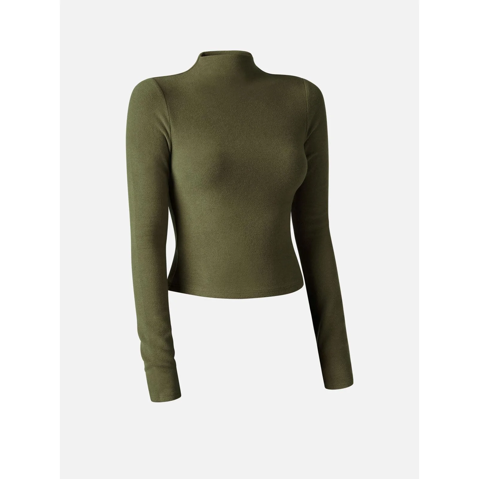 Thermal Brushed Mock Neck Crop Top