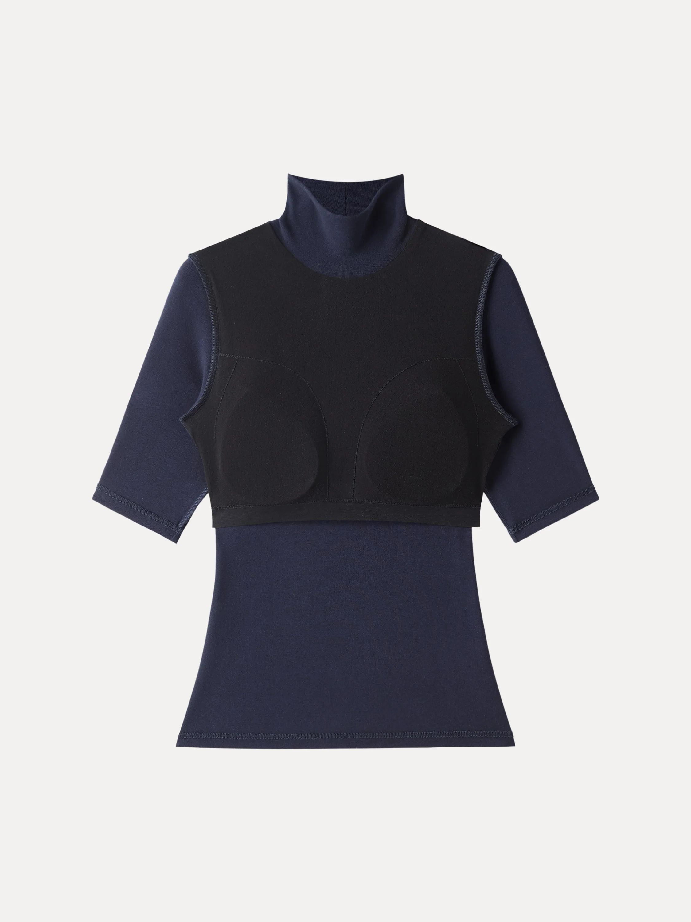 Basic Turtleneck Elbow-Length Sleeve Bralette