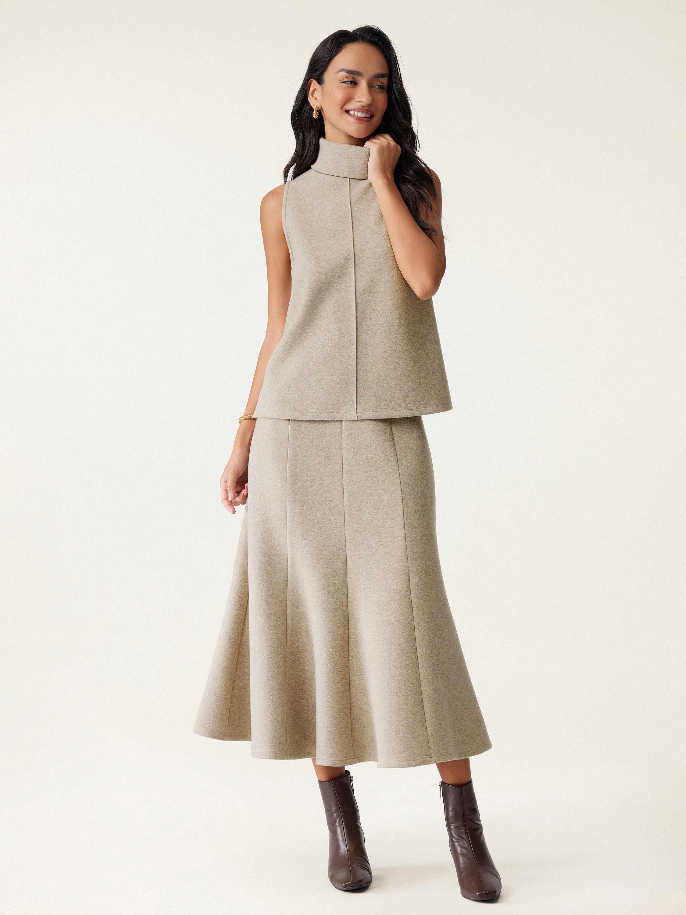 Turtleneck Split-Hem Top