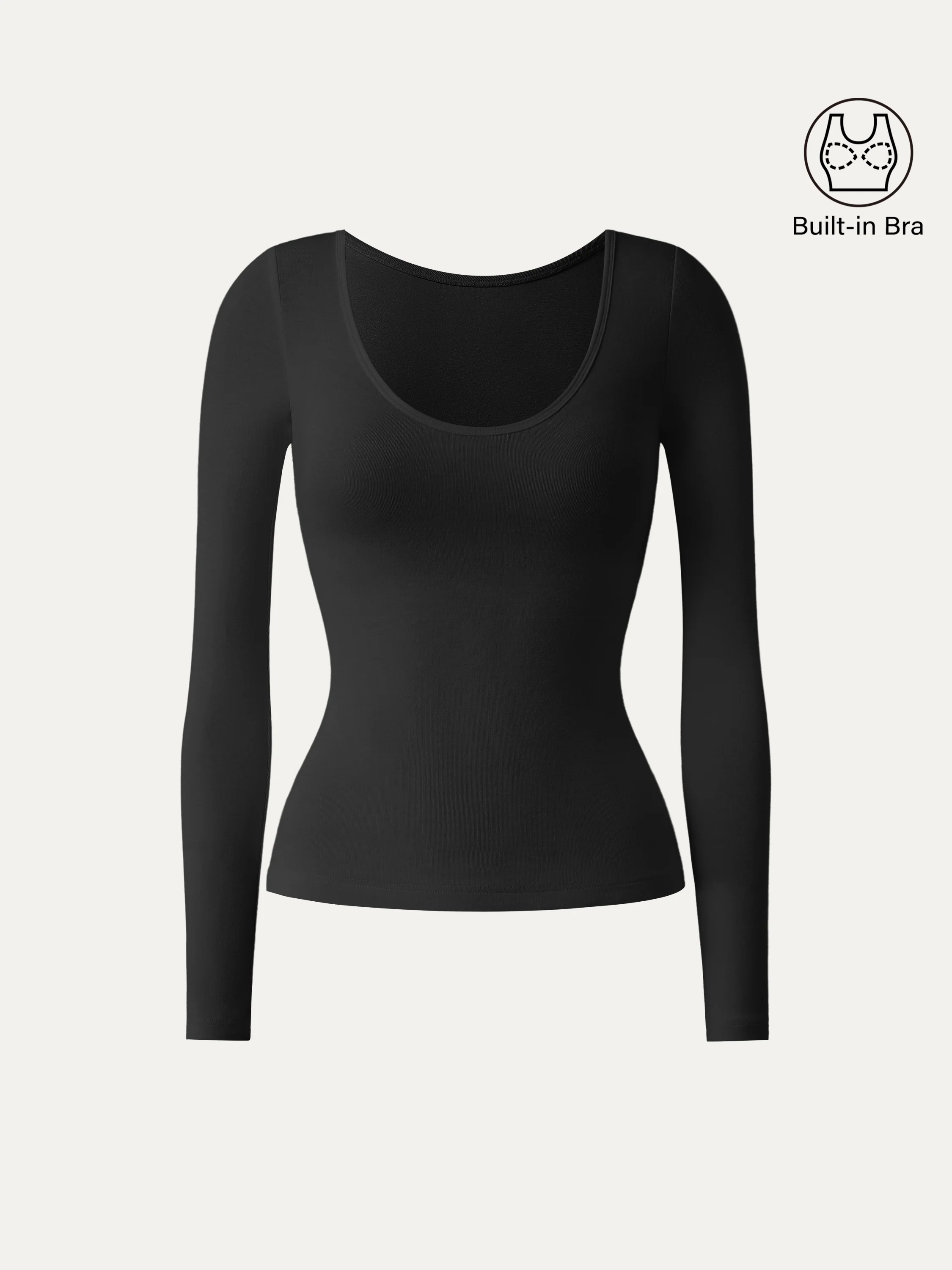 Scoop Neck Long Sleeve Breathable Bra