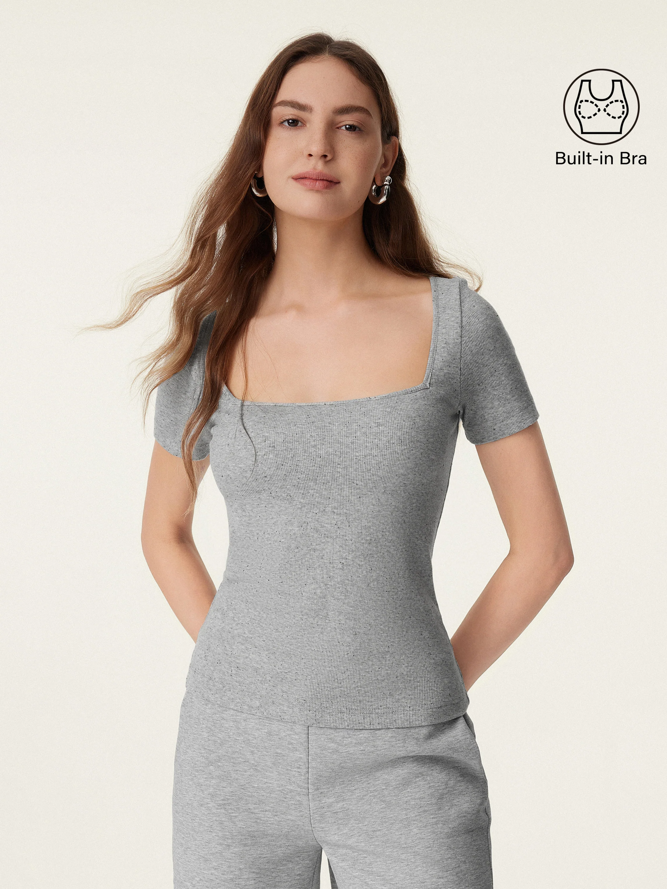 Square Neck Short Sleeve Cotton Breathable Bra