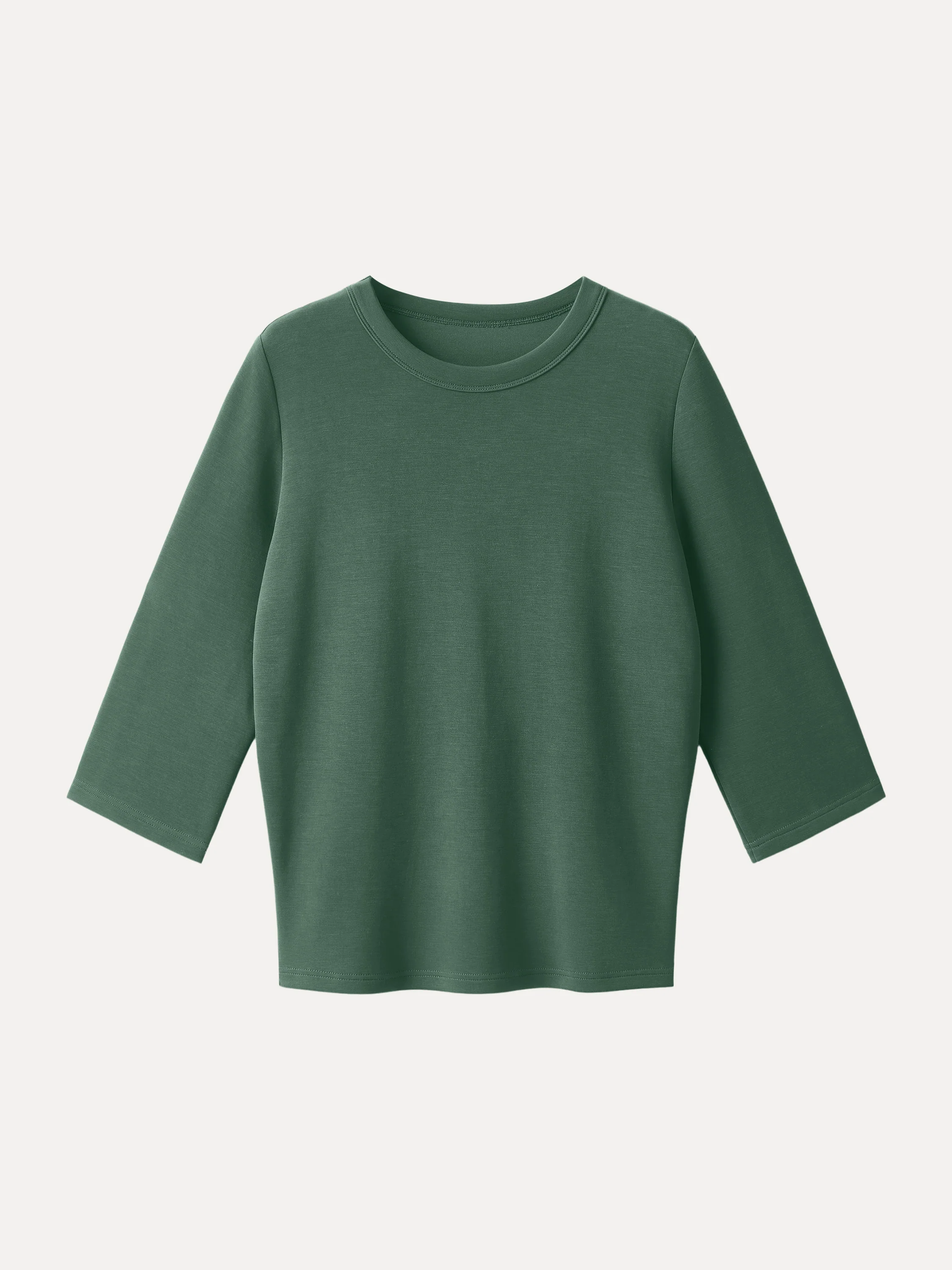 Sandwashed Spacer Crewneck Three - Quarter Sleeve Top