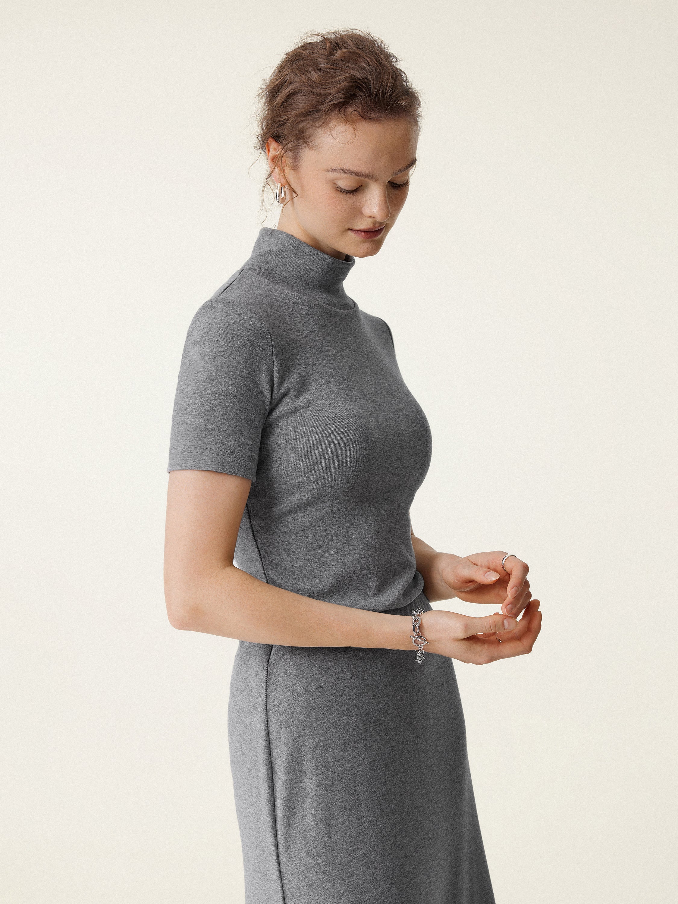 Soft Thermal Mockneck Short Sleeve Brami Top