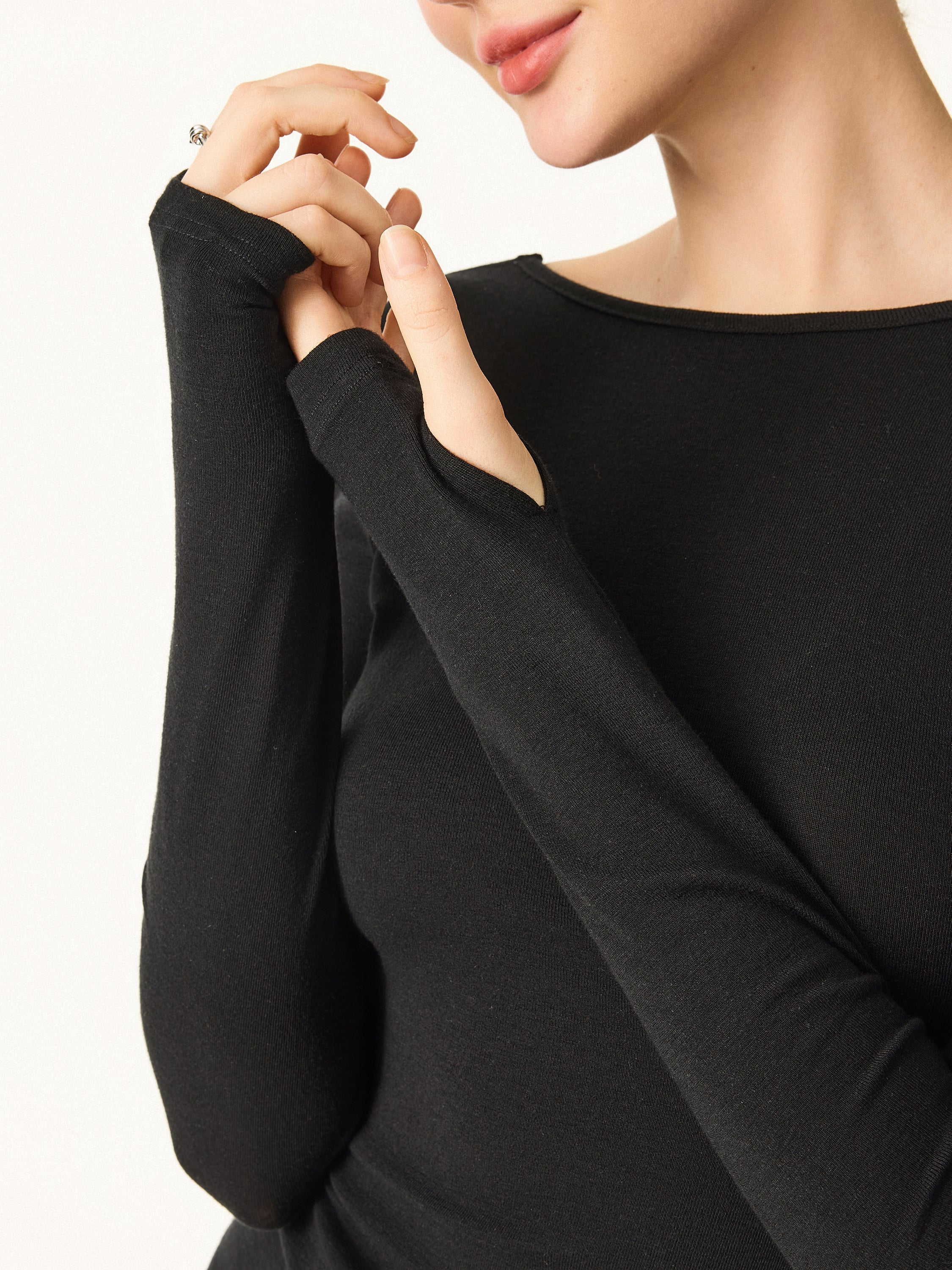 Lyocell Cashmere Multi-Wear Long Sleeve Top with Thumbholes