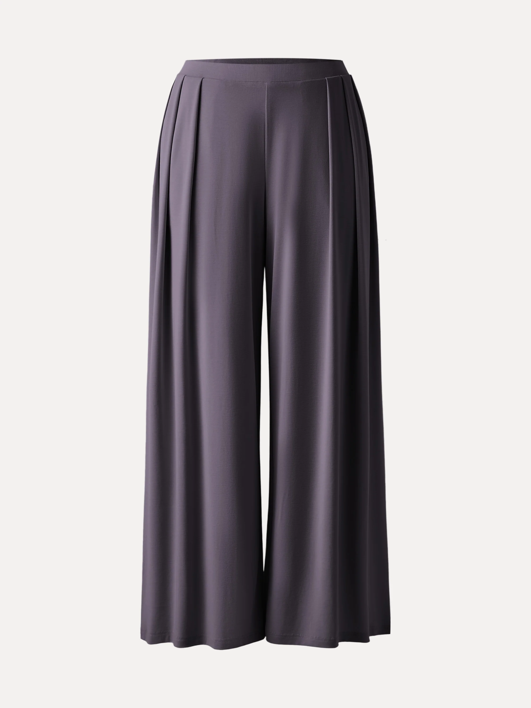 Sand-washed Mid-rise Pleated Wide-leg Palazzo Pants with Pockets