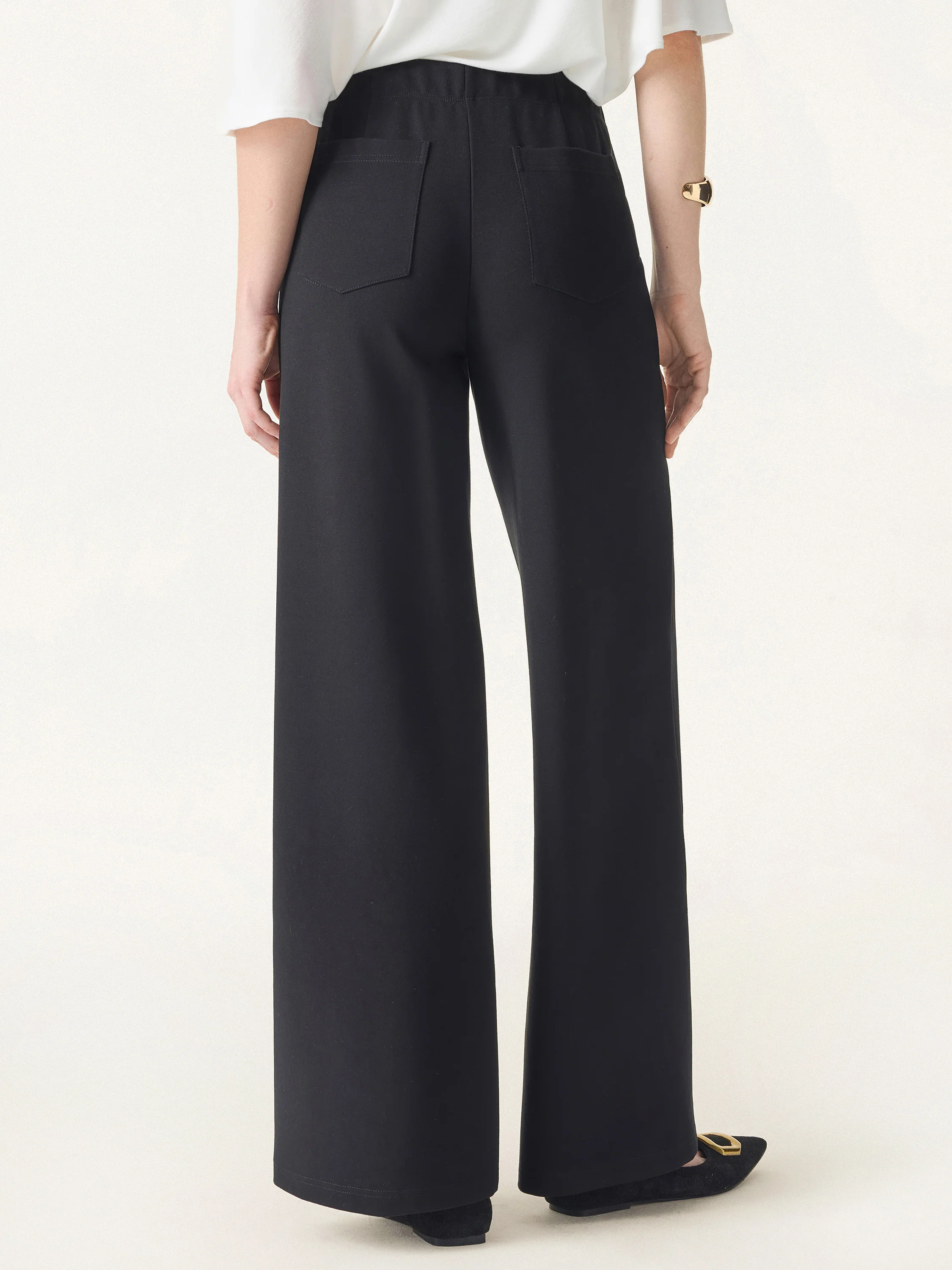 Tummy-Smooth Wide Leg Pull-on Pants with Pockets