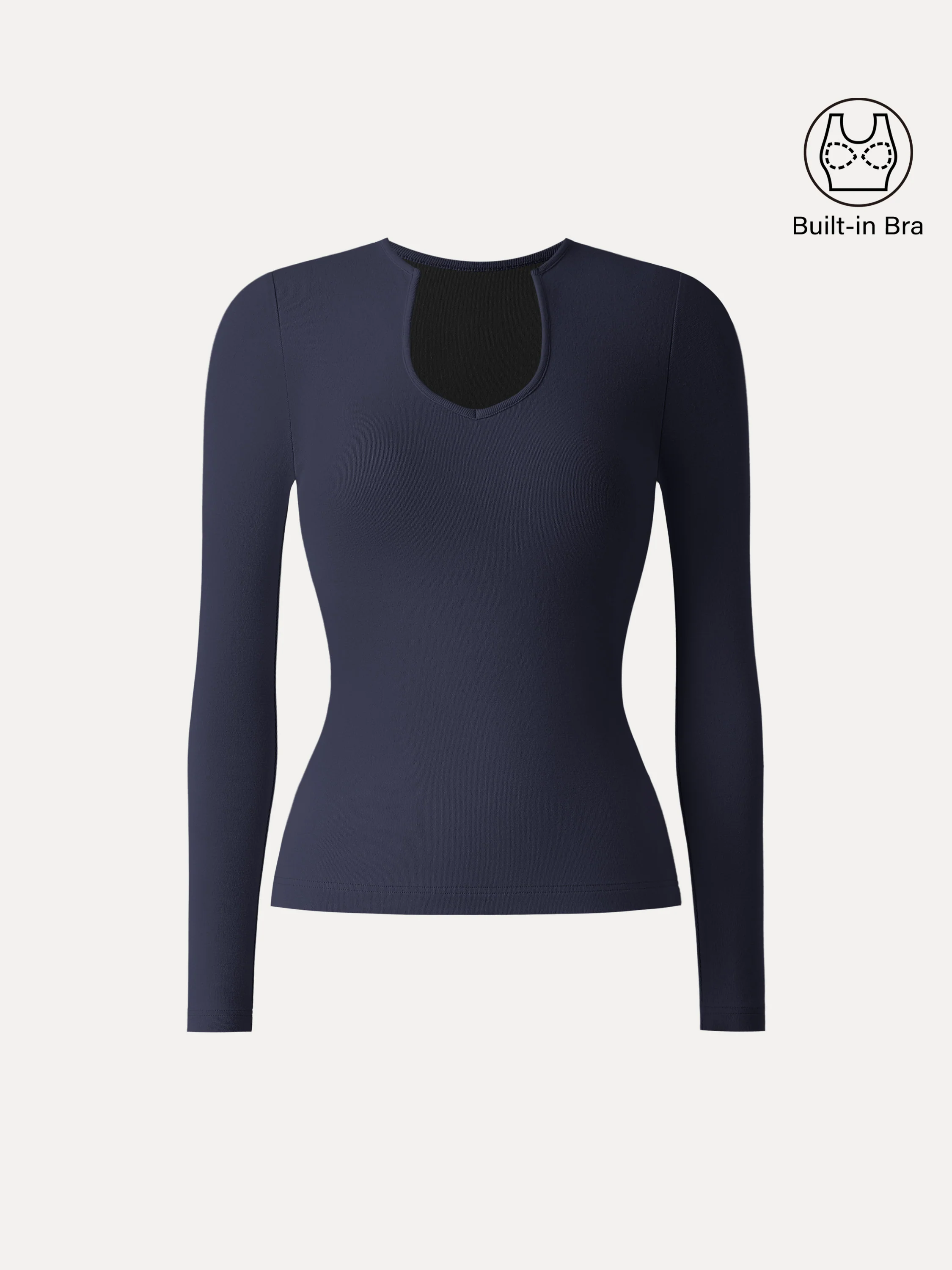 Light Warm Curved V-Neck Long Sleeve Brami Top