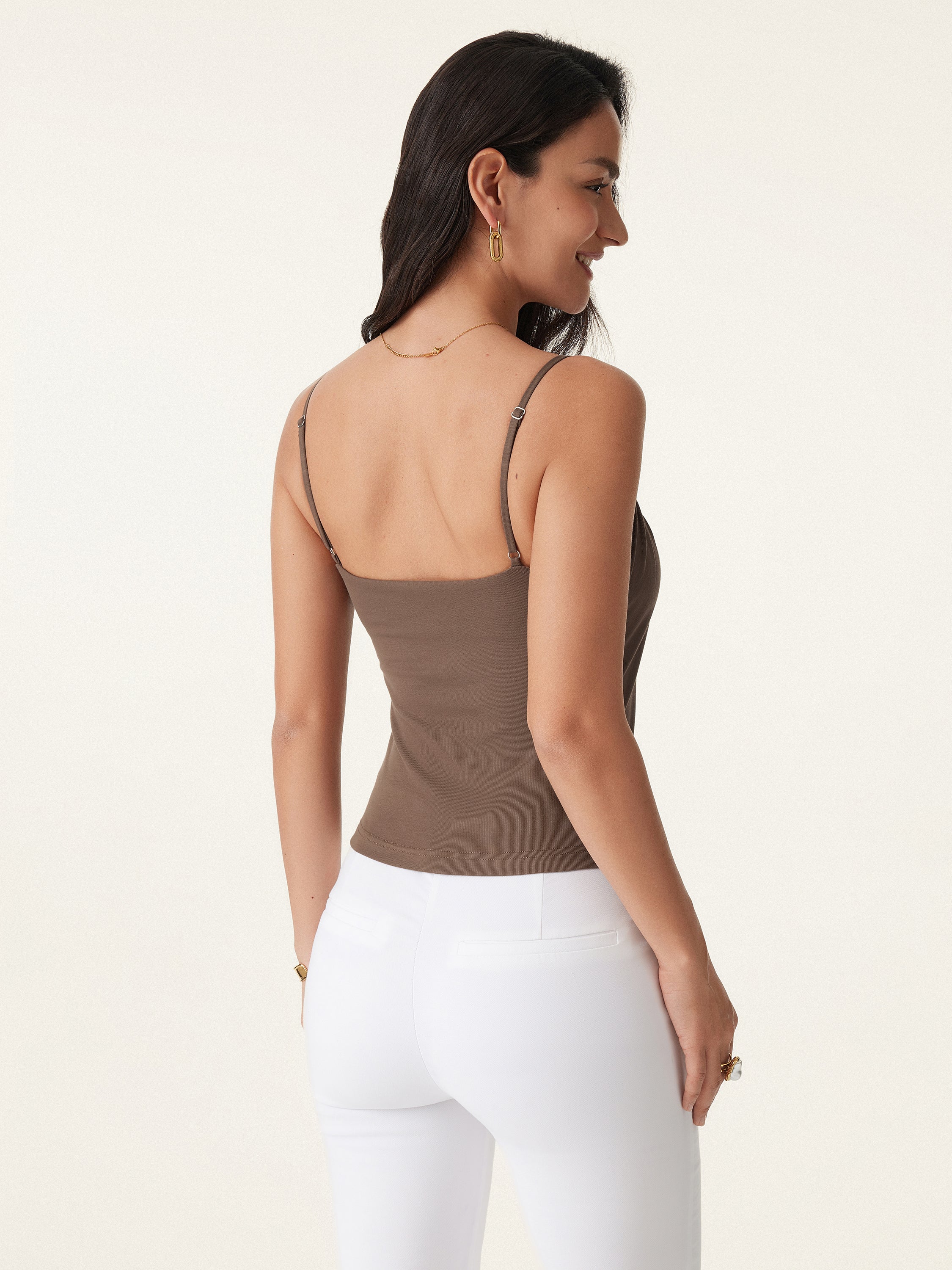 2Pcs Set Scoop Neck Gathered Spaghetti Brami Top