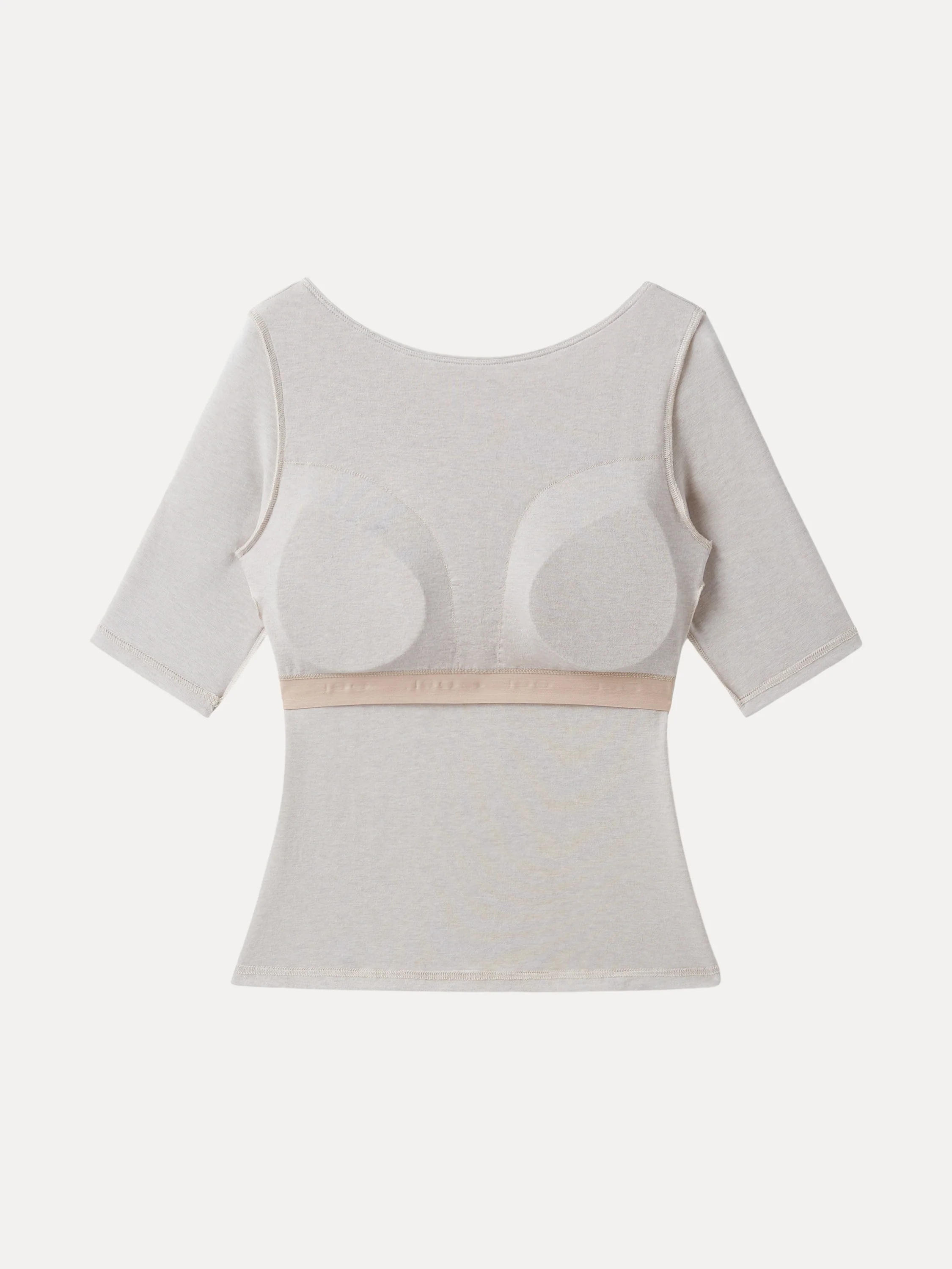 2Pcs Set Lyocell Cashmere Boatneck Elbow Length Sleeve Brami