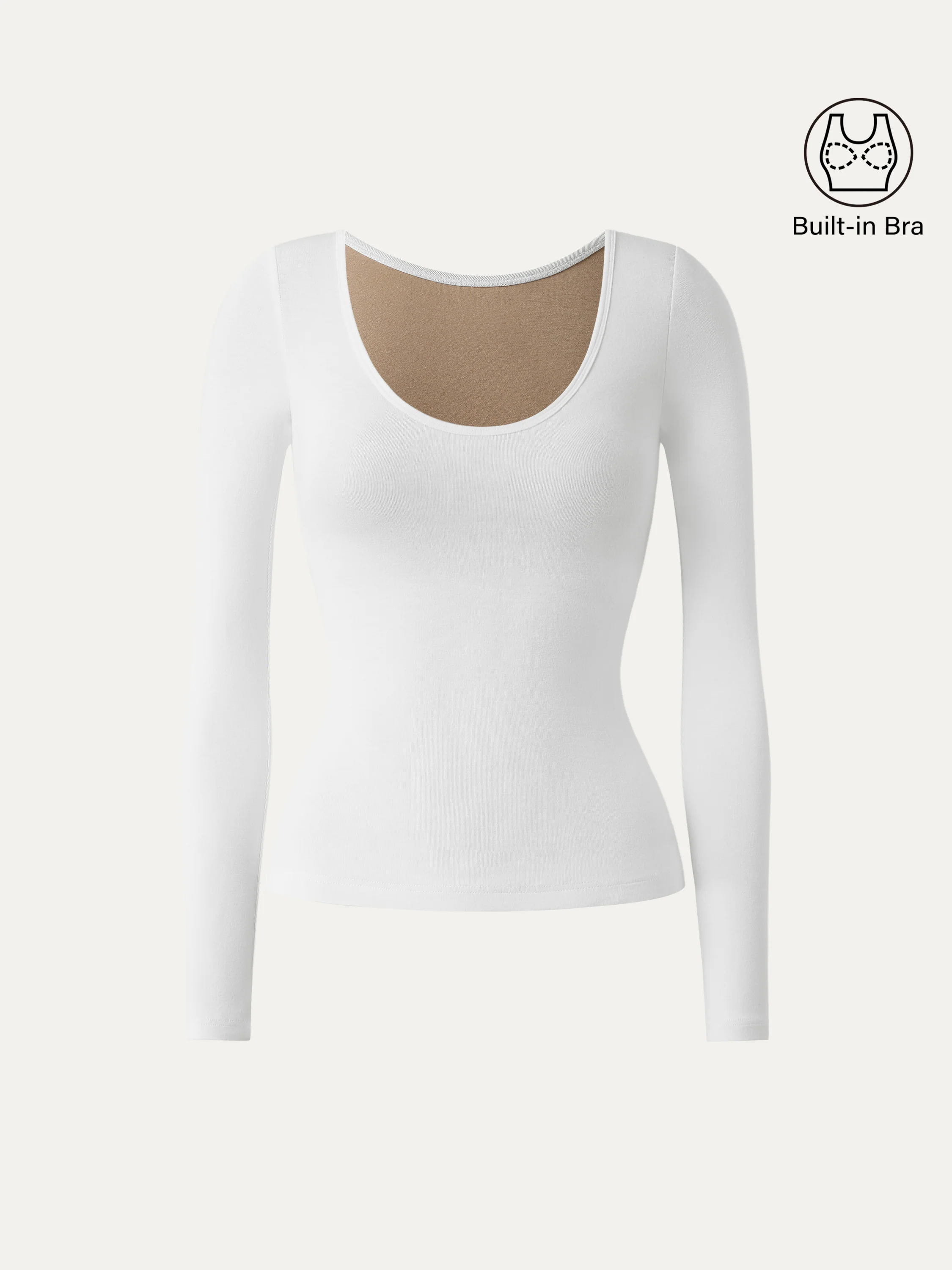 Scoop Neck Long Sleeve Breathable Bra