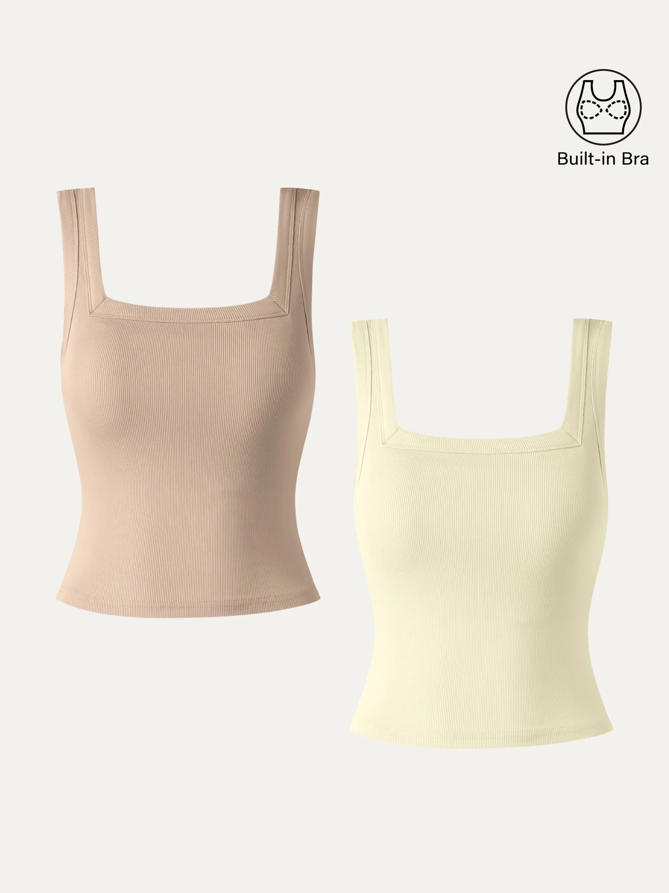 2Pcs Set Cropped Slinky Square Open-Back Brami Tank Top