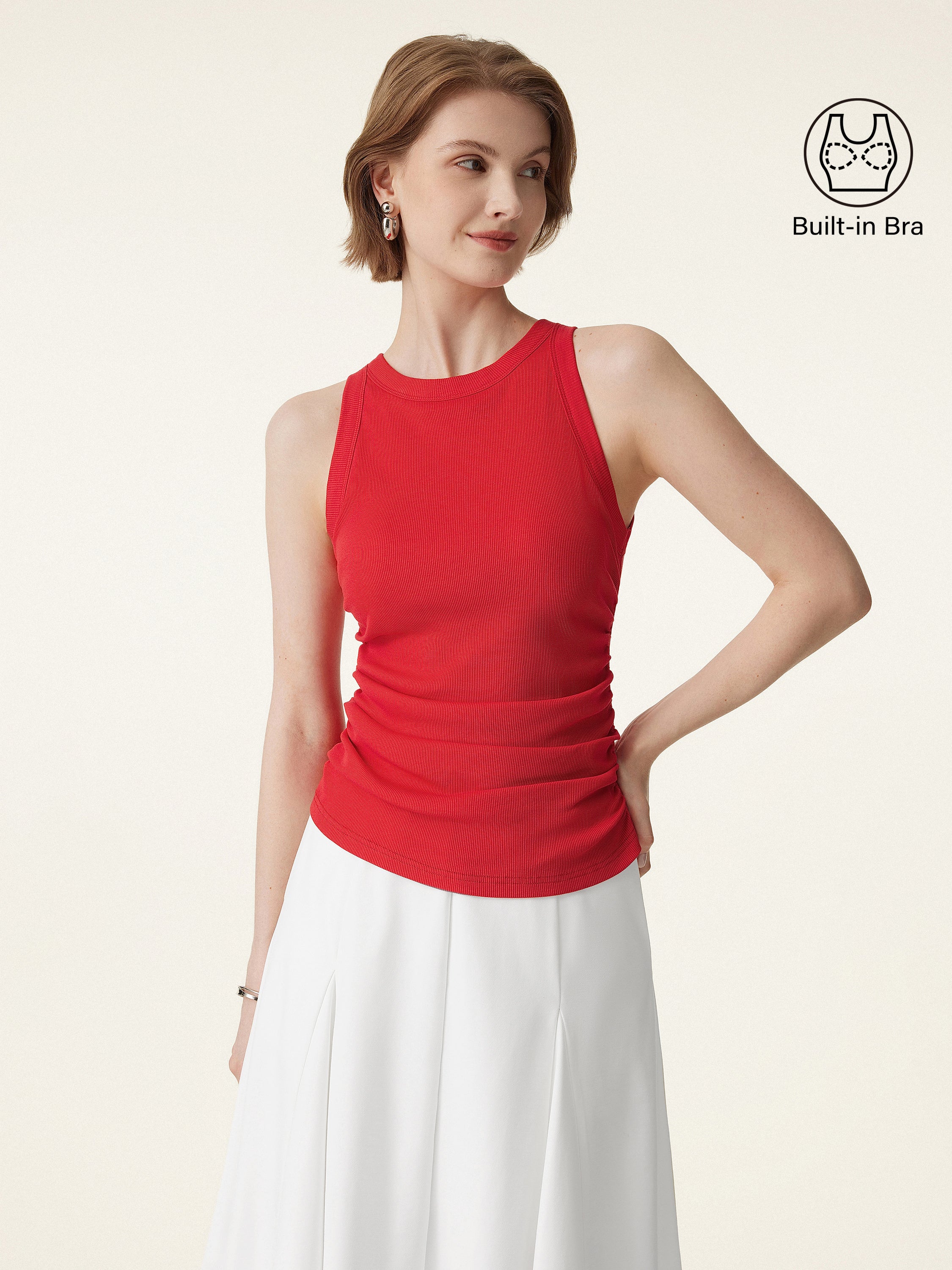 Crewneck Side Ruched Brami Tank