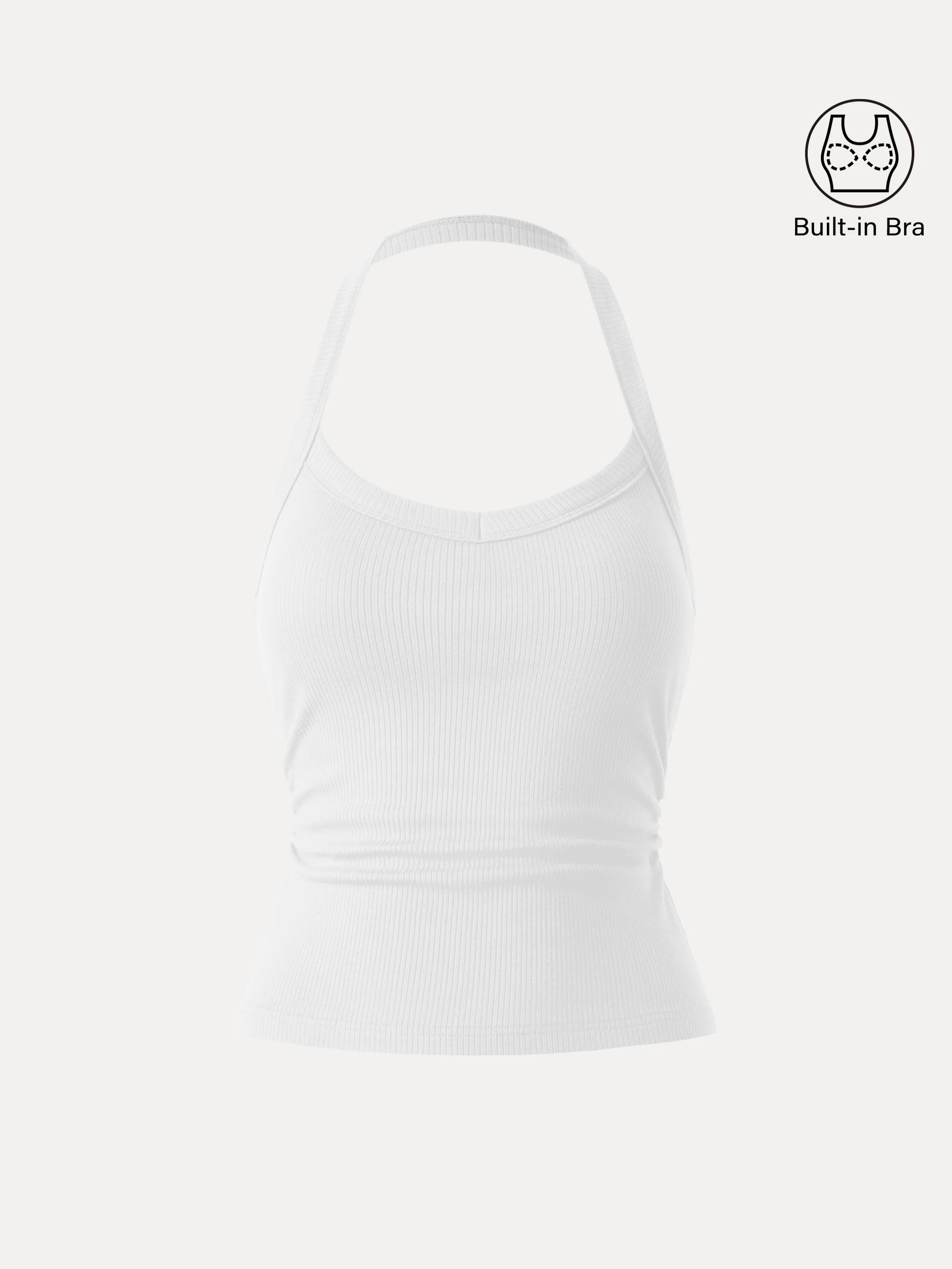 Halter Neck Side Ruched Ribbed Tank Top