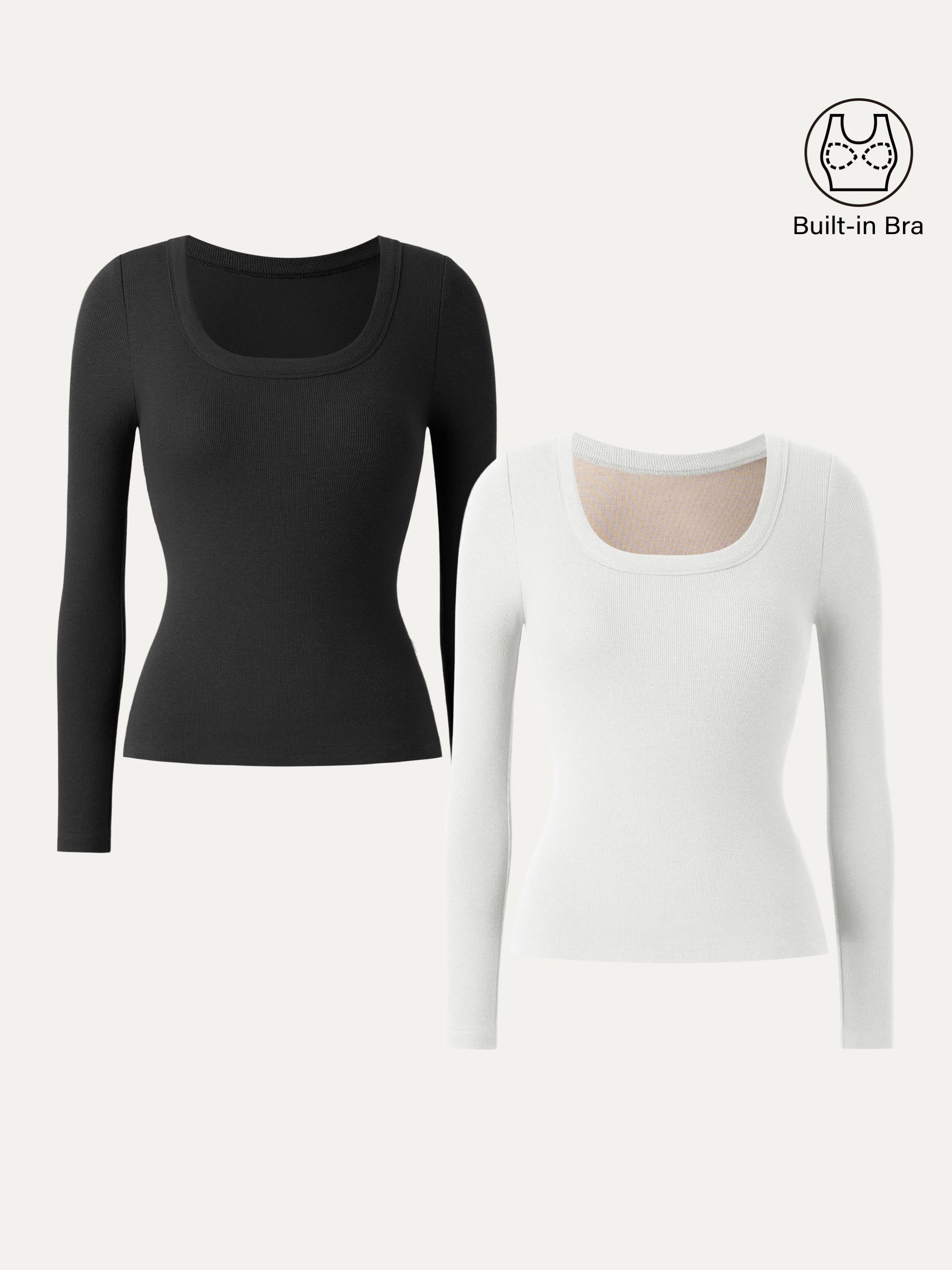 Essential Round Neck Ribbed Long Sleeve Brami