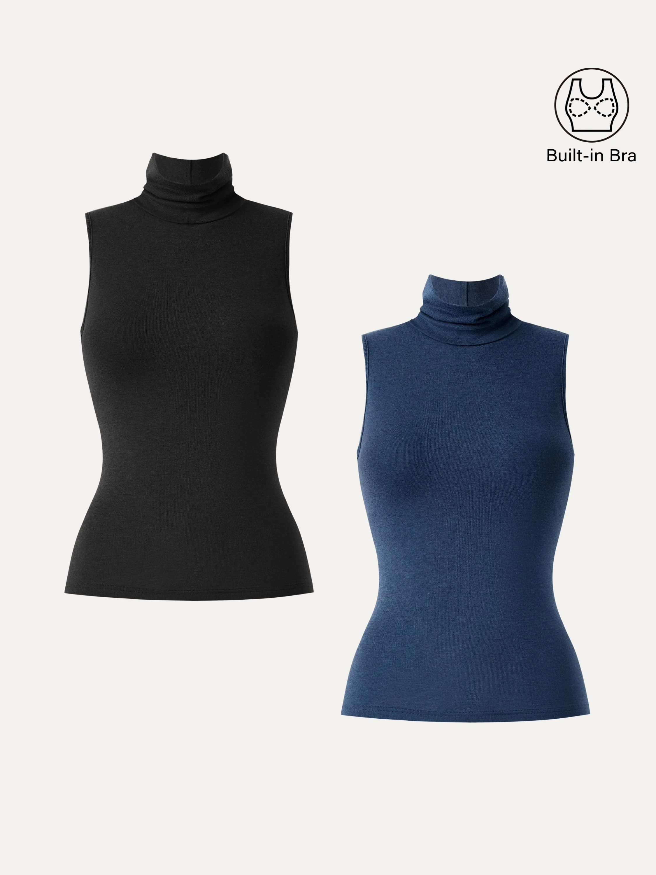 Lyocell Cashmere Sleeveless High - Neck Crop Top