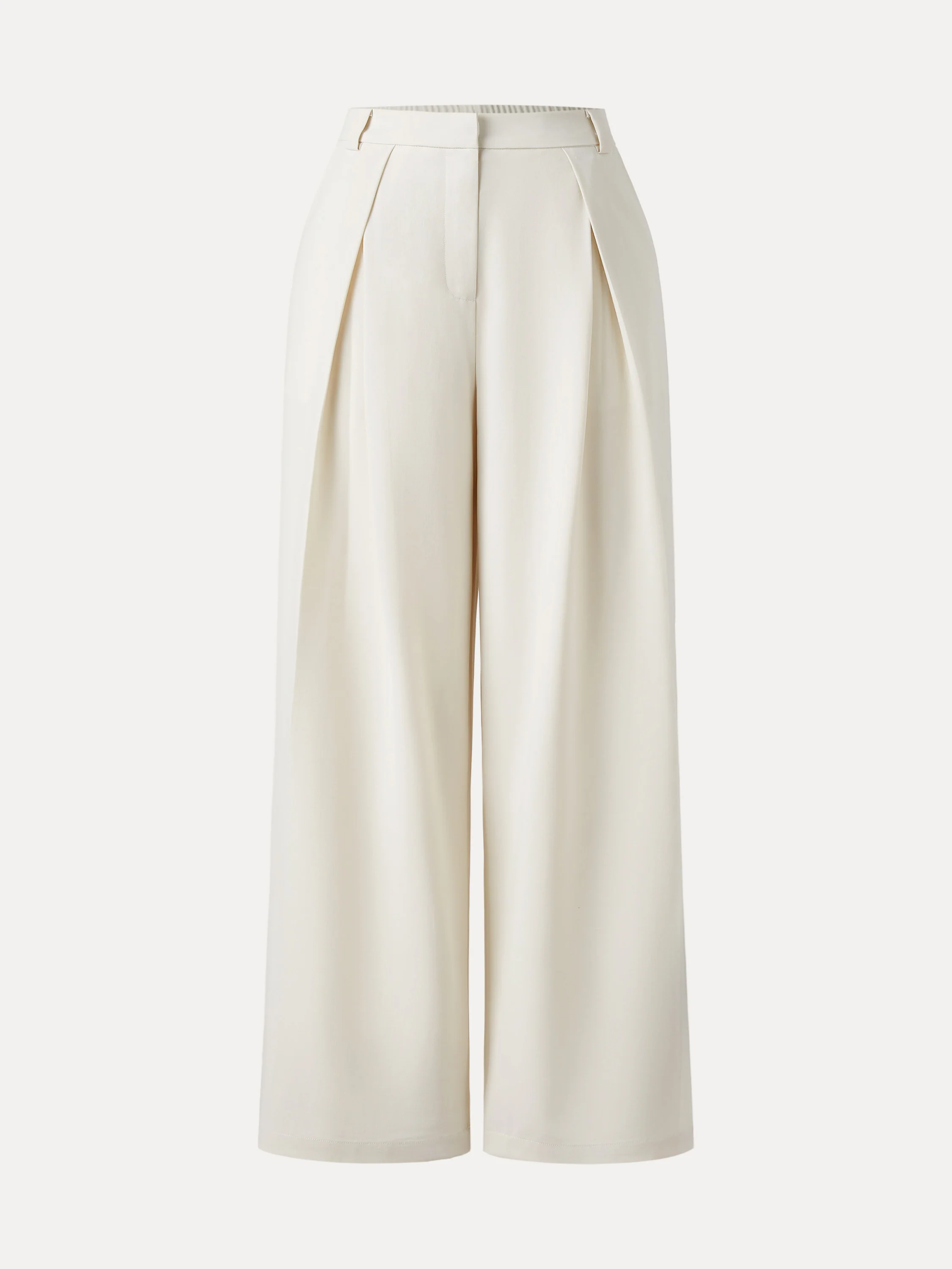 Tencel-Linen Pants Wrinkle-Free Tucked Wide Leg Trouser