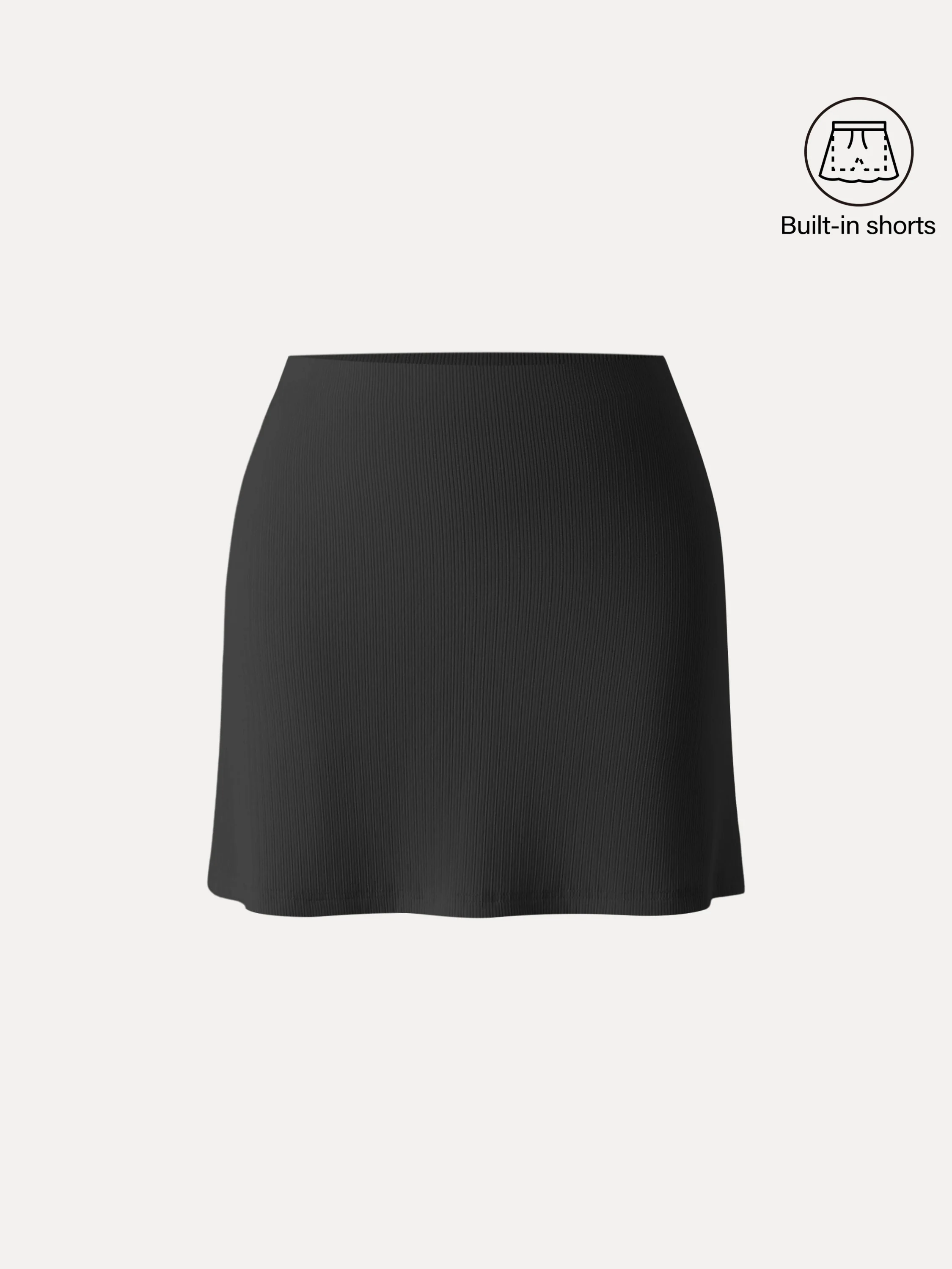 Stretch Cotton Pointelle A-line Mini Skirt with Built-in Shorts