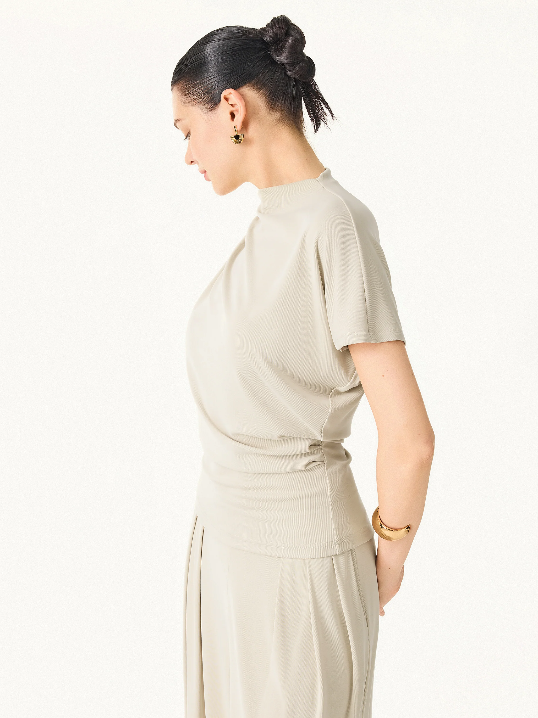 Mockneck Tucked Waist Define Top