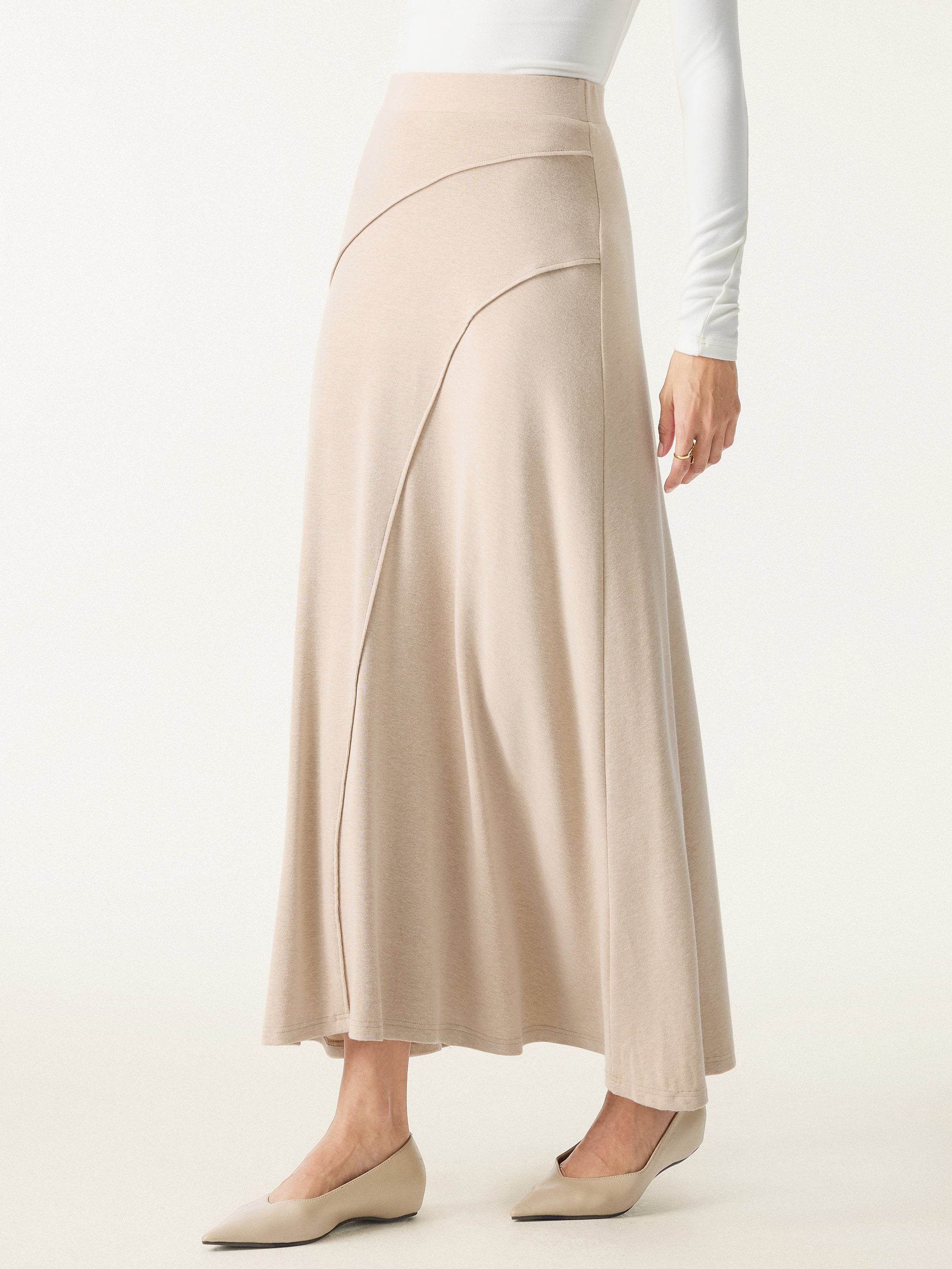 Mid Rise Pull-on Flared Maxi Skirt