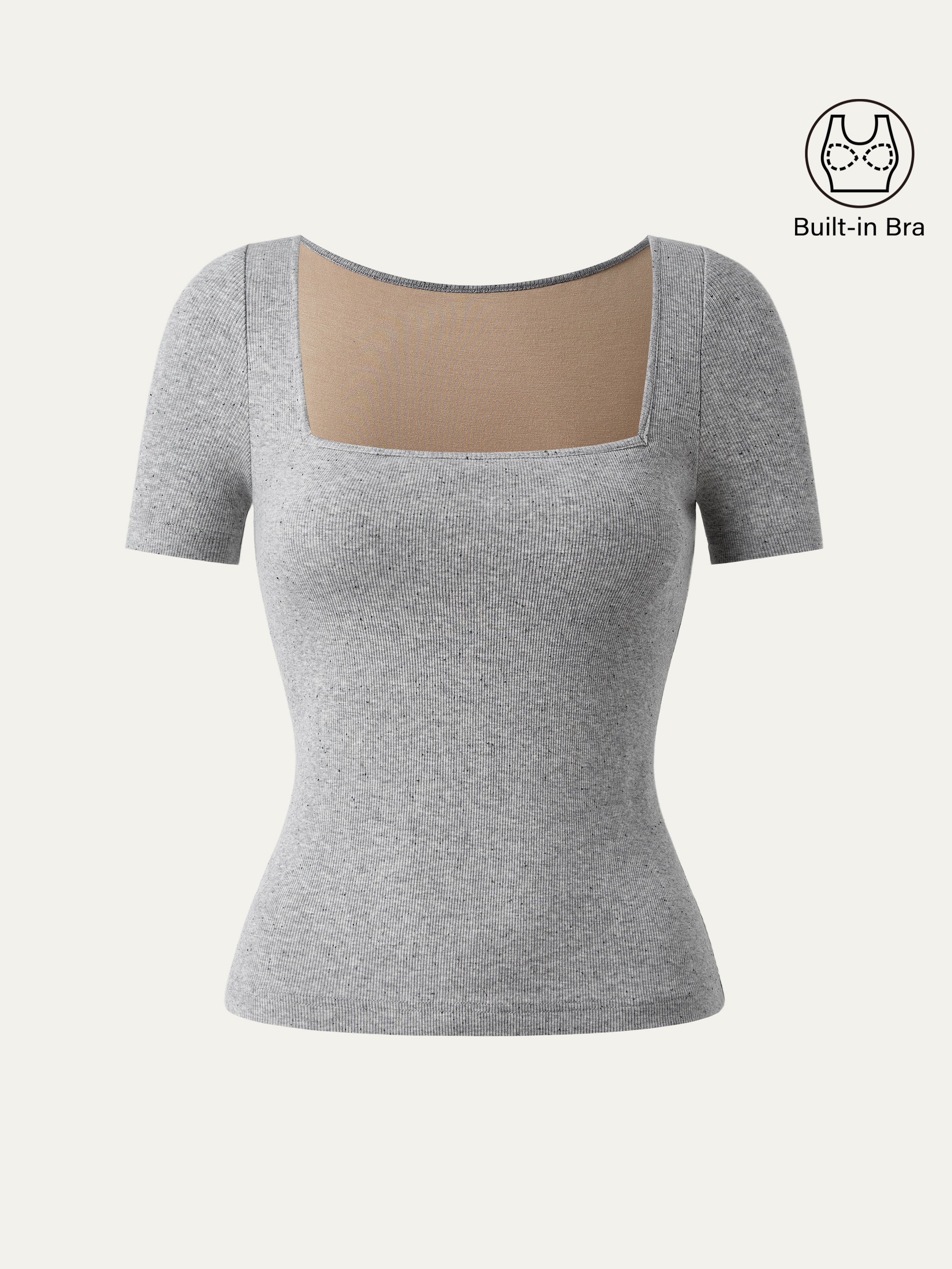 Square Neck Short Sleeve Cotton Breathable Bra
