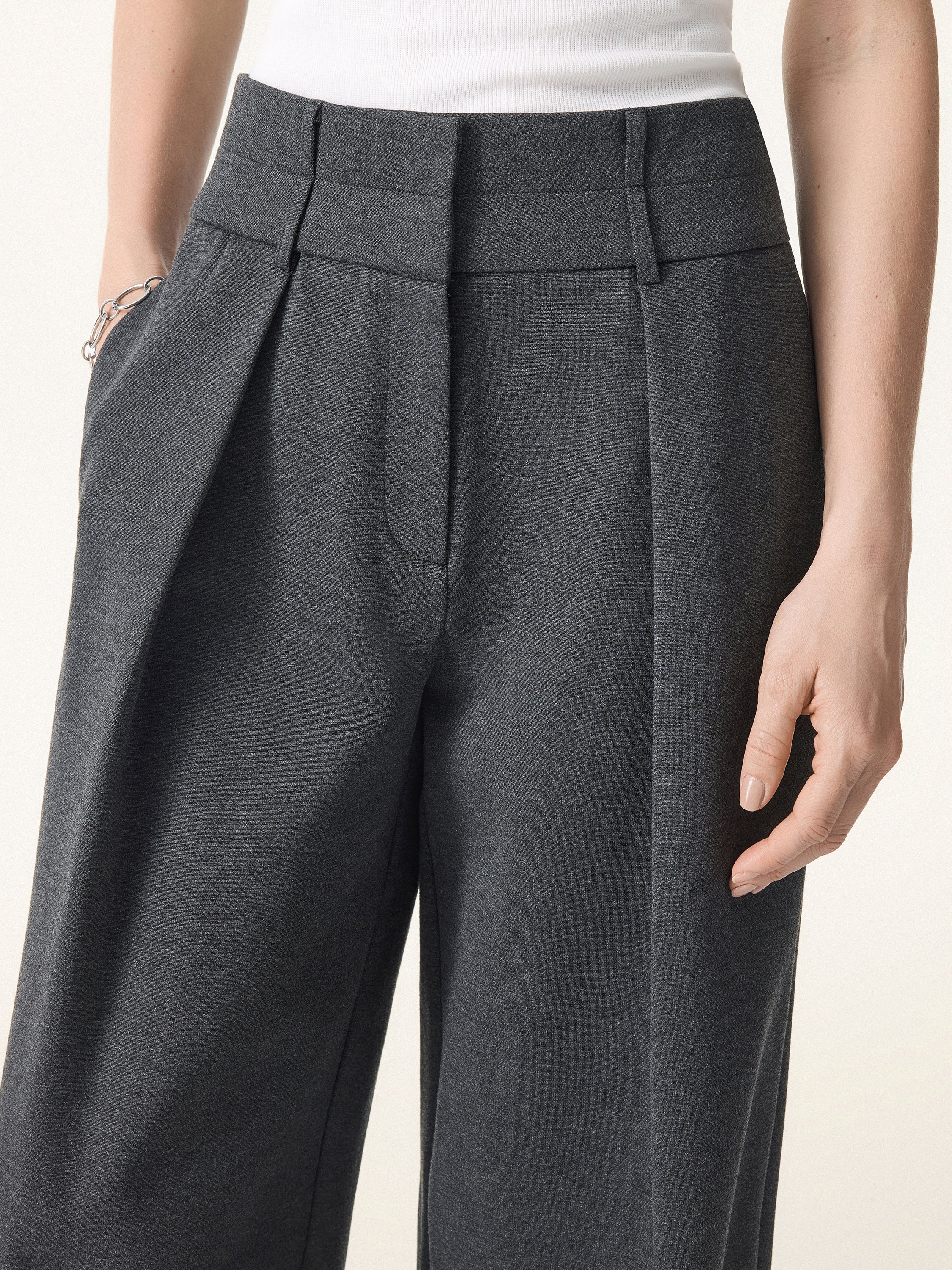 Stretchy High Rise Cropped Wide Leg Pants with Pockets