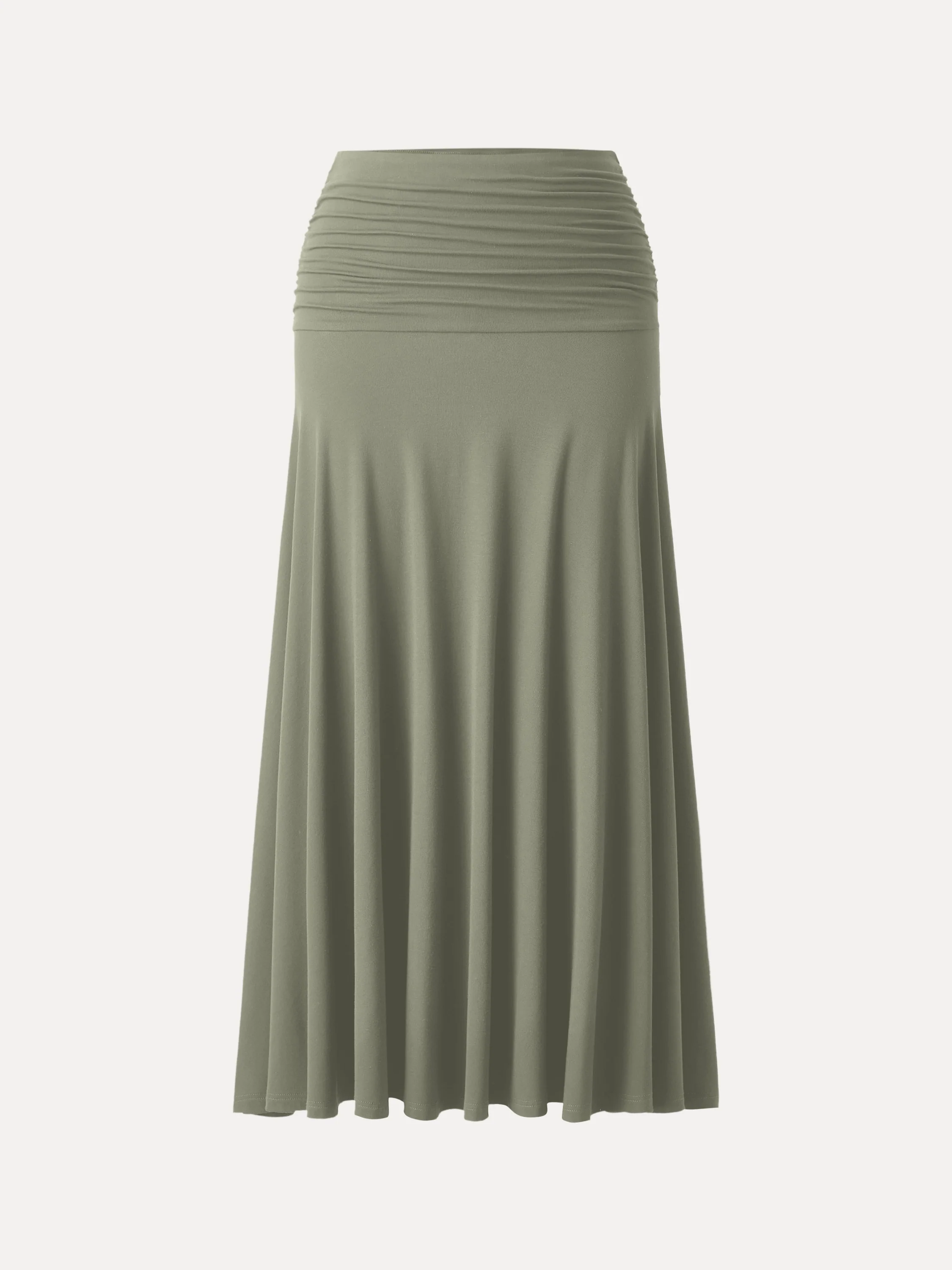 Super Soft Mid Rise A-line Ruched Maxi Skirt