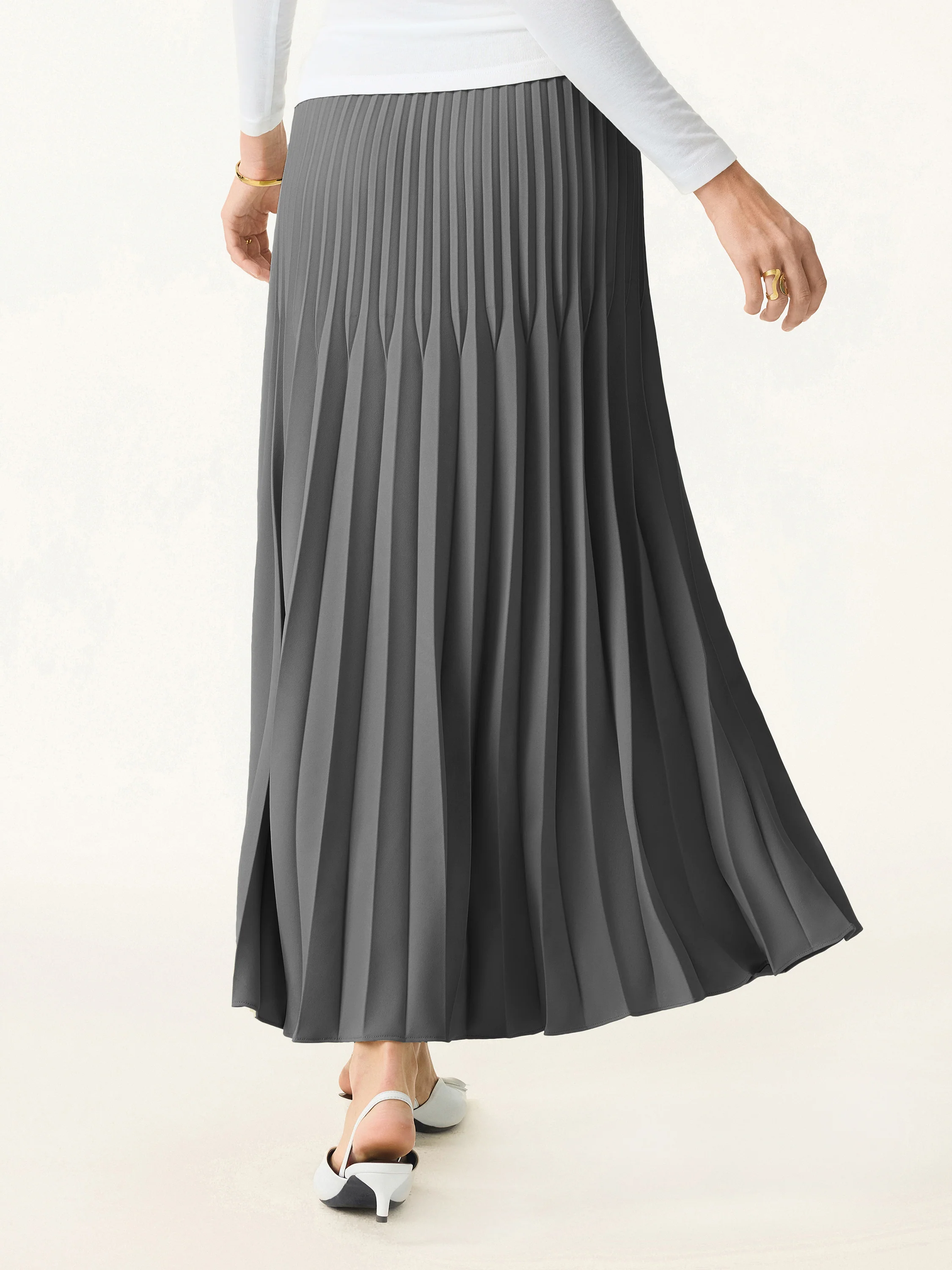 Twisted Pleated A-line Midi Skirt