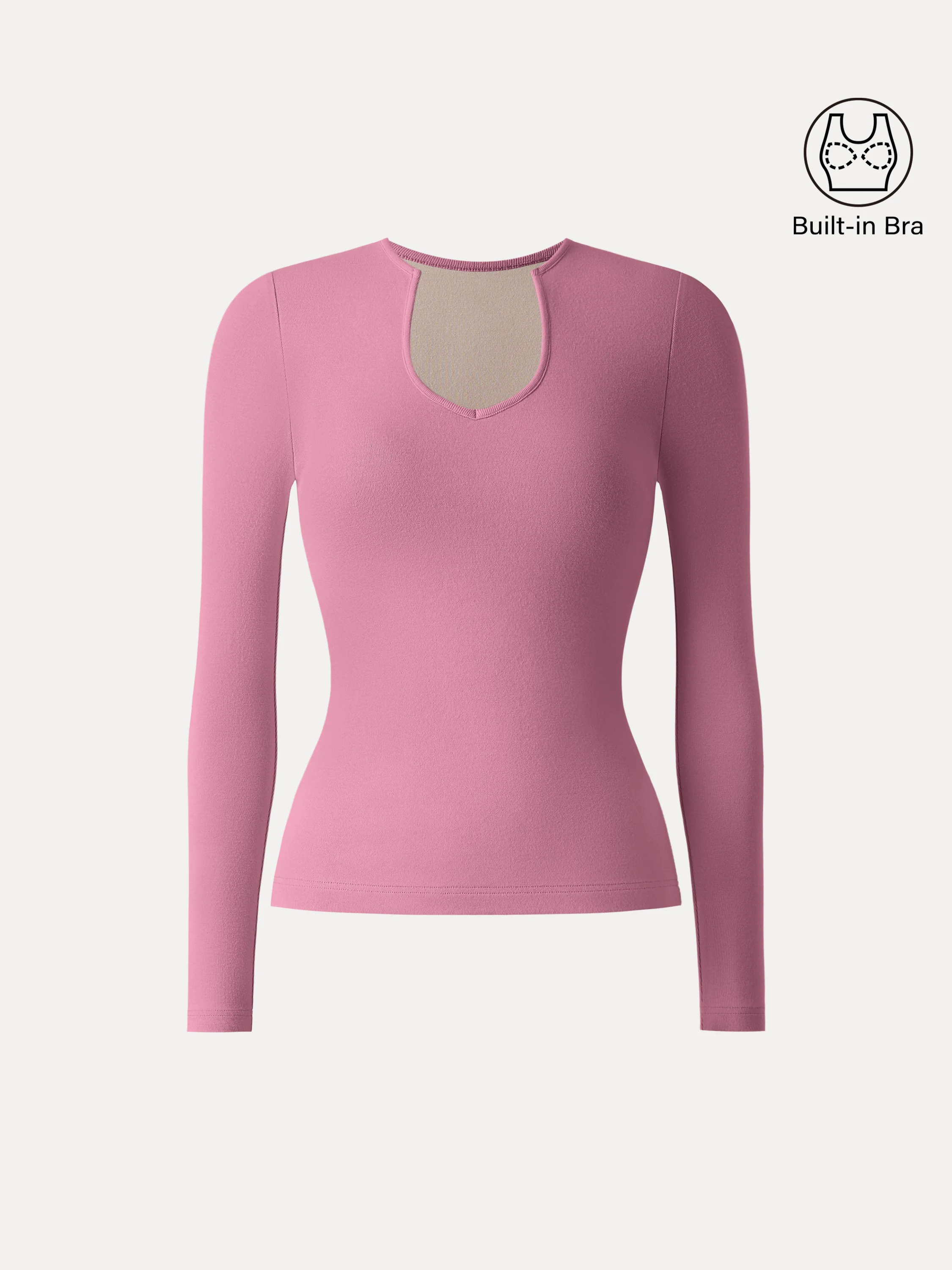 Light Warm Curved V-Neck Long Sleeve Brami Top
