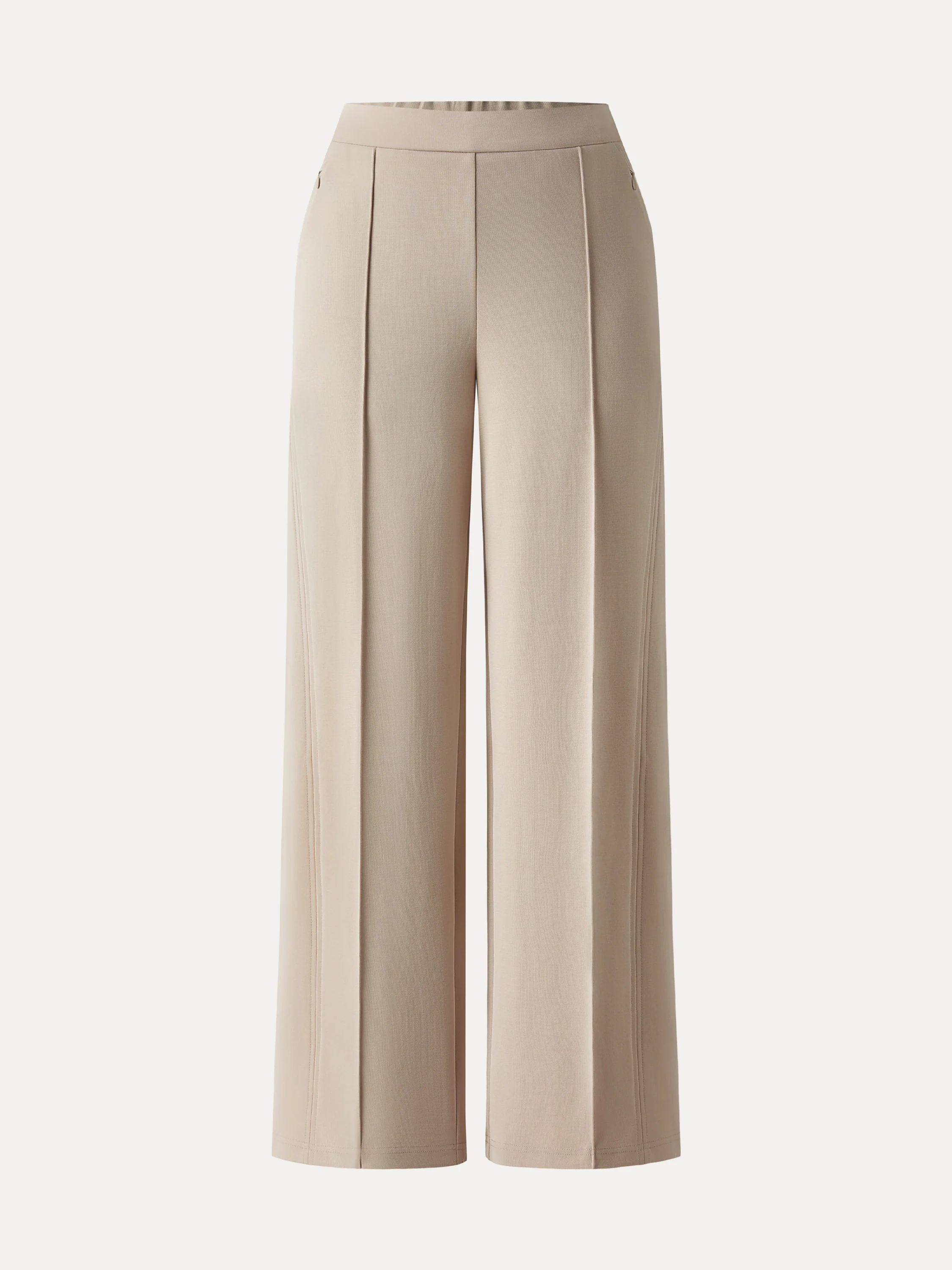 Wrinkle-Resistant Mid Rise Wide Leg Pants with Pockets