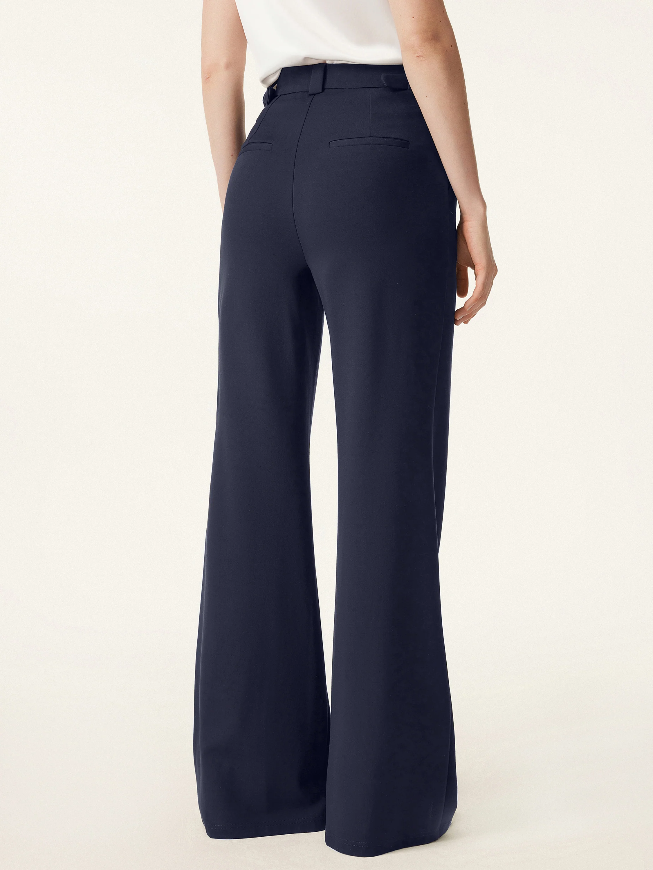 High Rise Pull-on Wide Leg Pants with Adjustable Bar