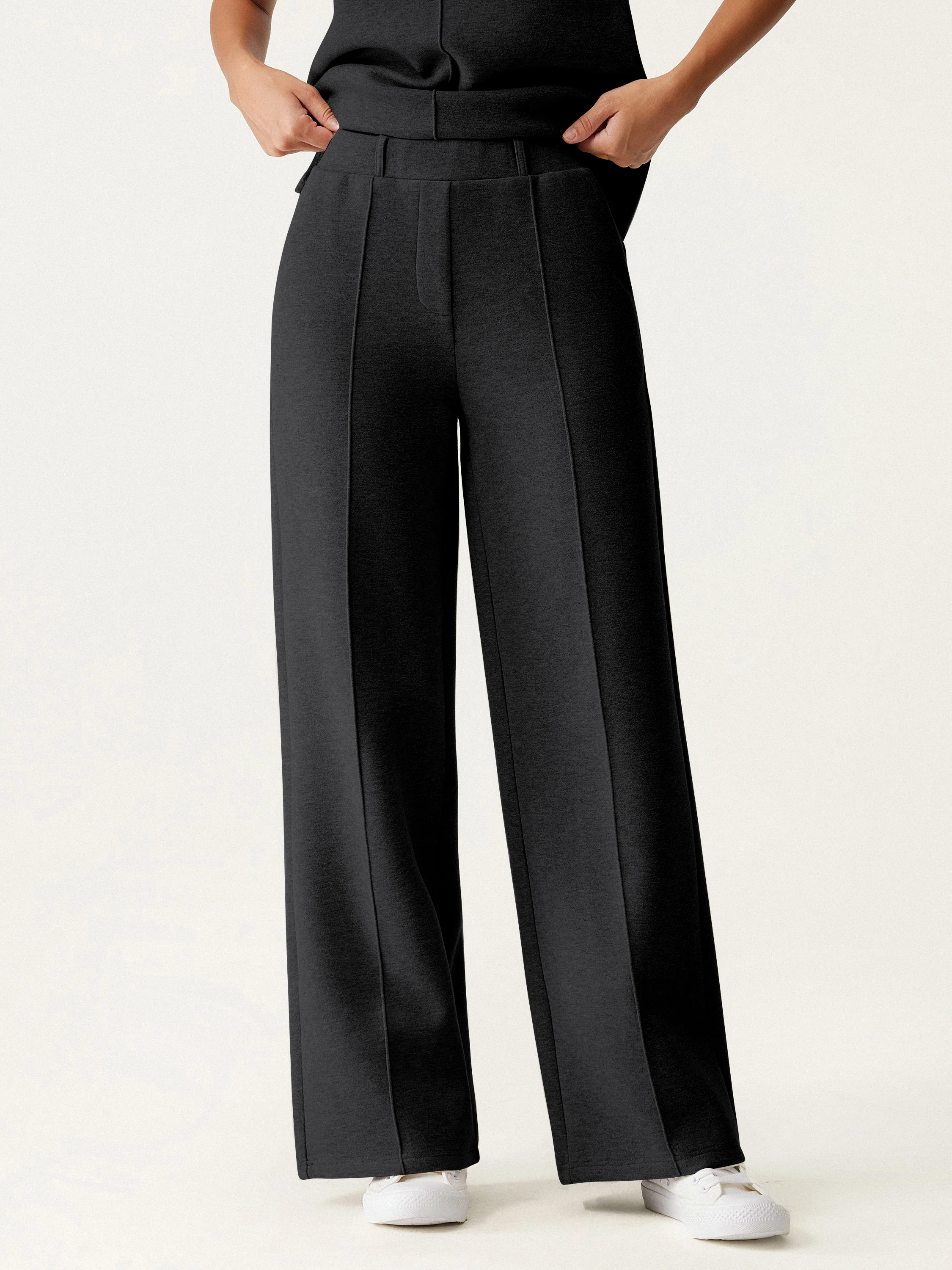 High-Waisted Straight-Leg Pull-On Trousers