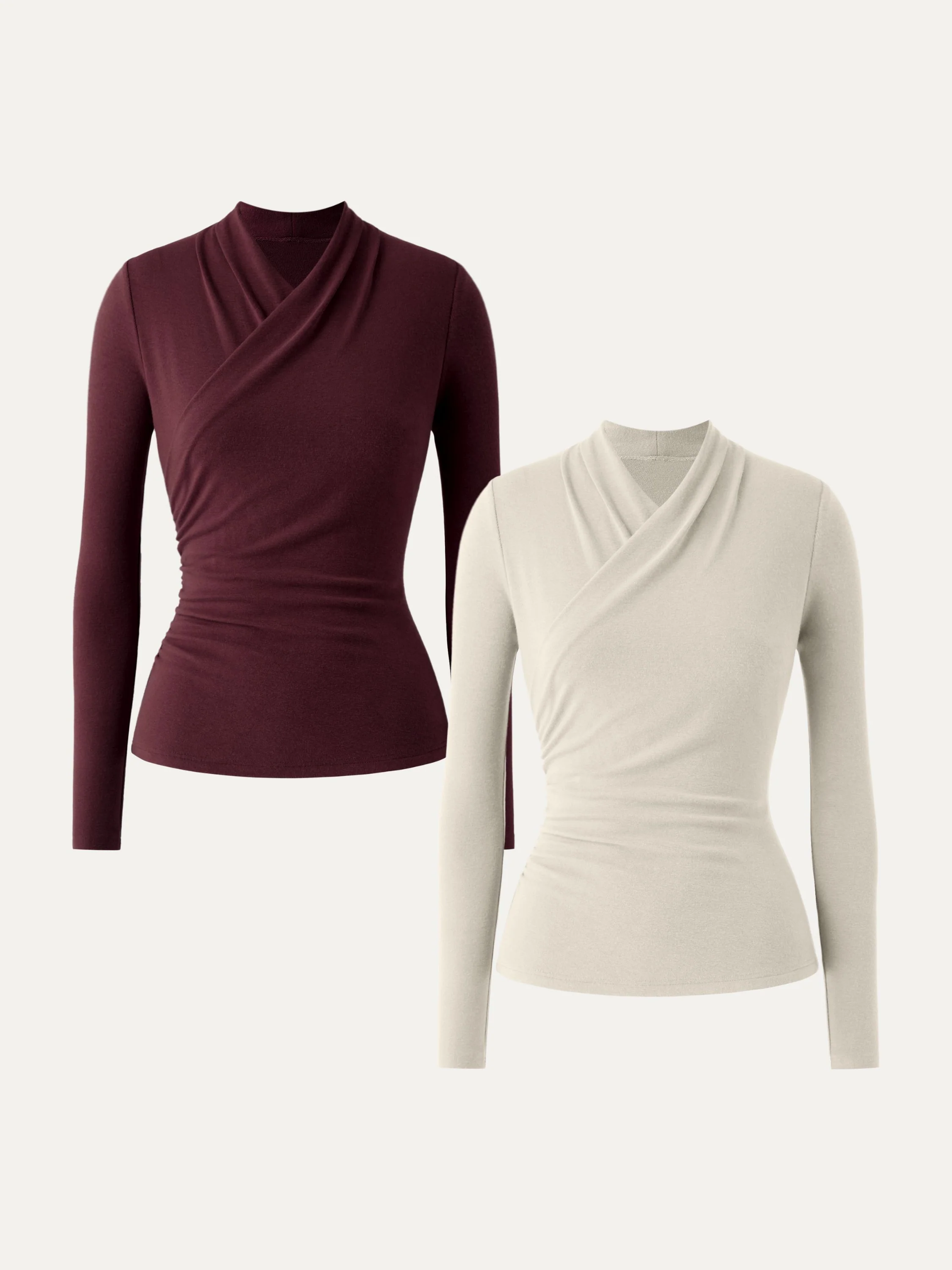 2-Piece Set Wrap Long-Sleeve Top