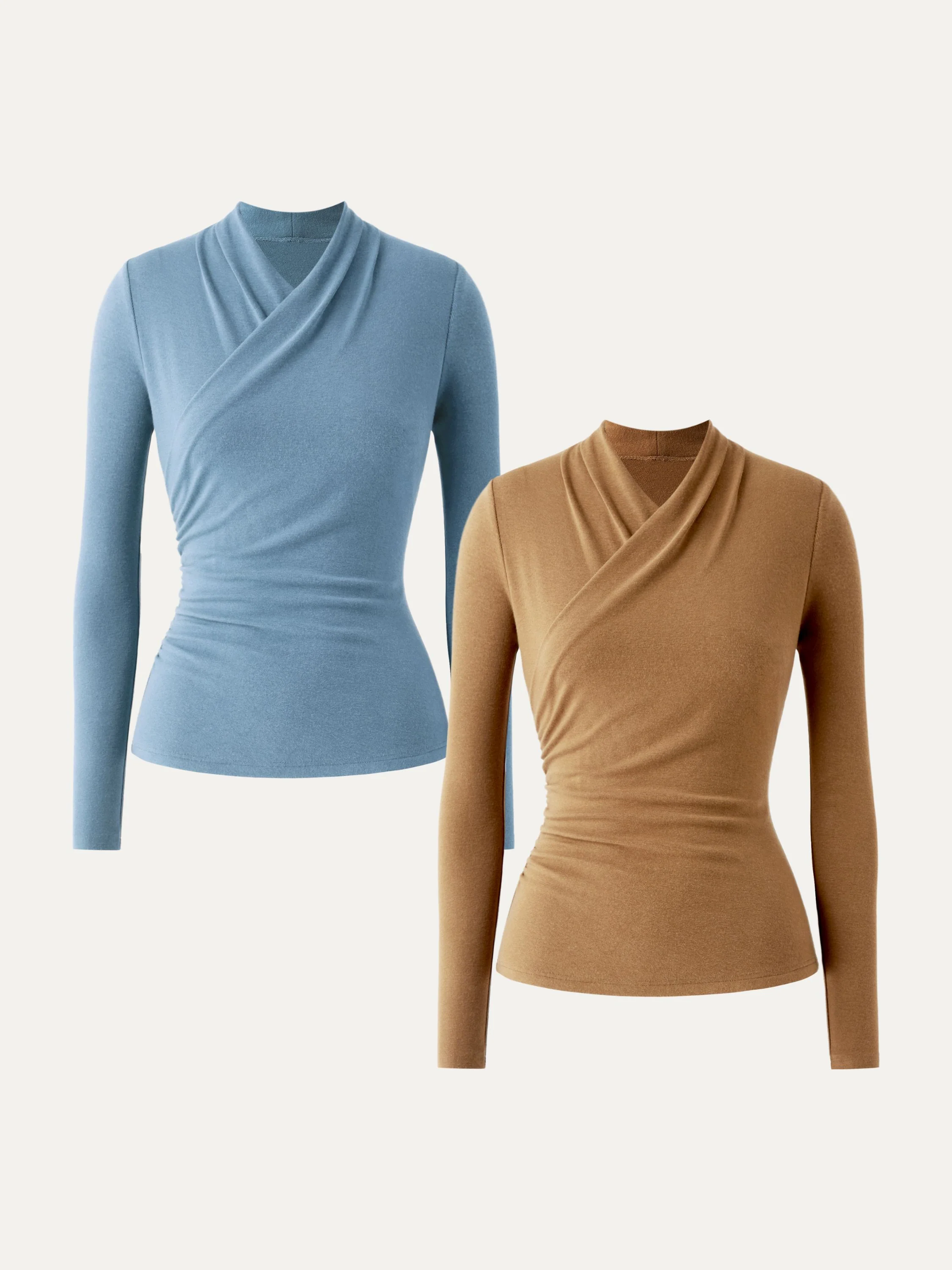 2-Piece Set Wrap Long-Sleeve Top