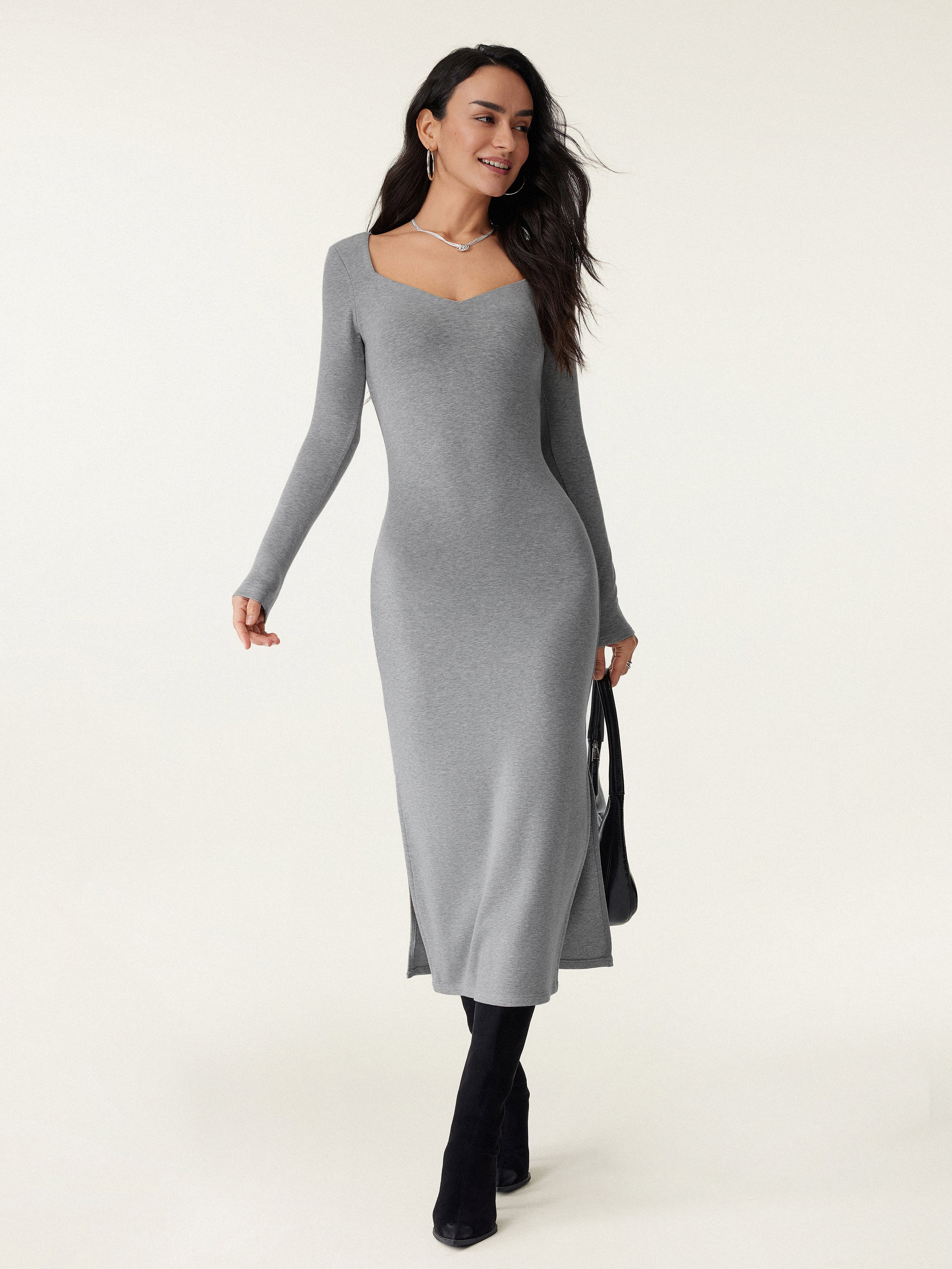 Sweetheart Neckline Midi Dress