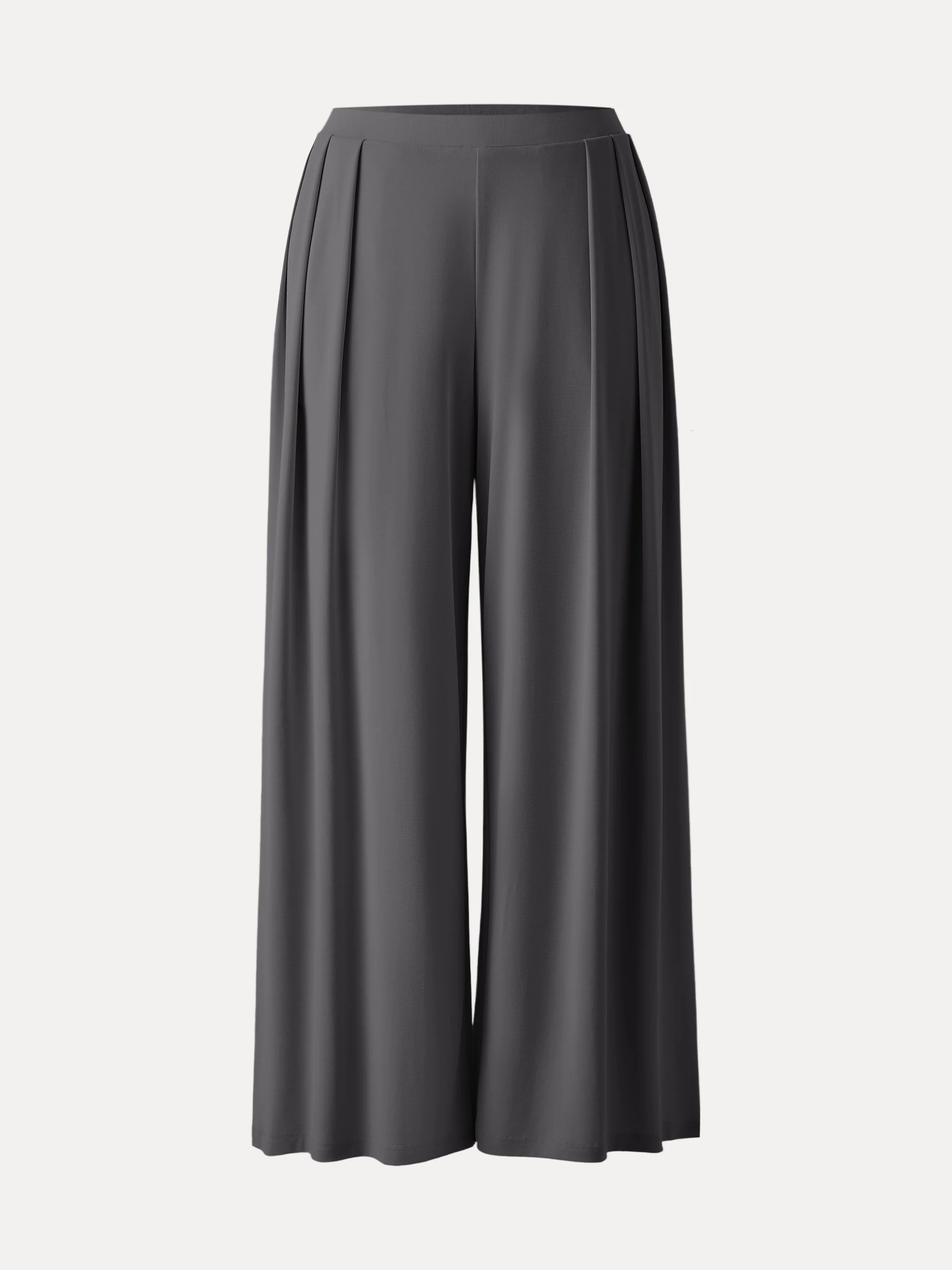 Sand-washed Mid-rise Pleated Wide-leg Palazzo Pants with Pockets