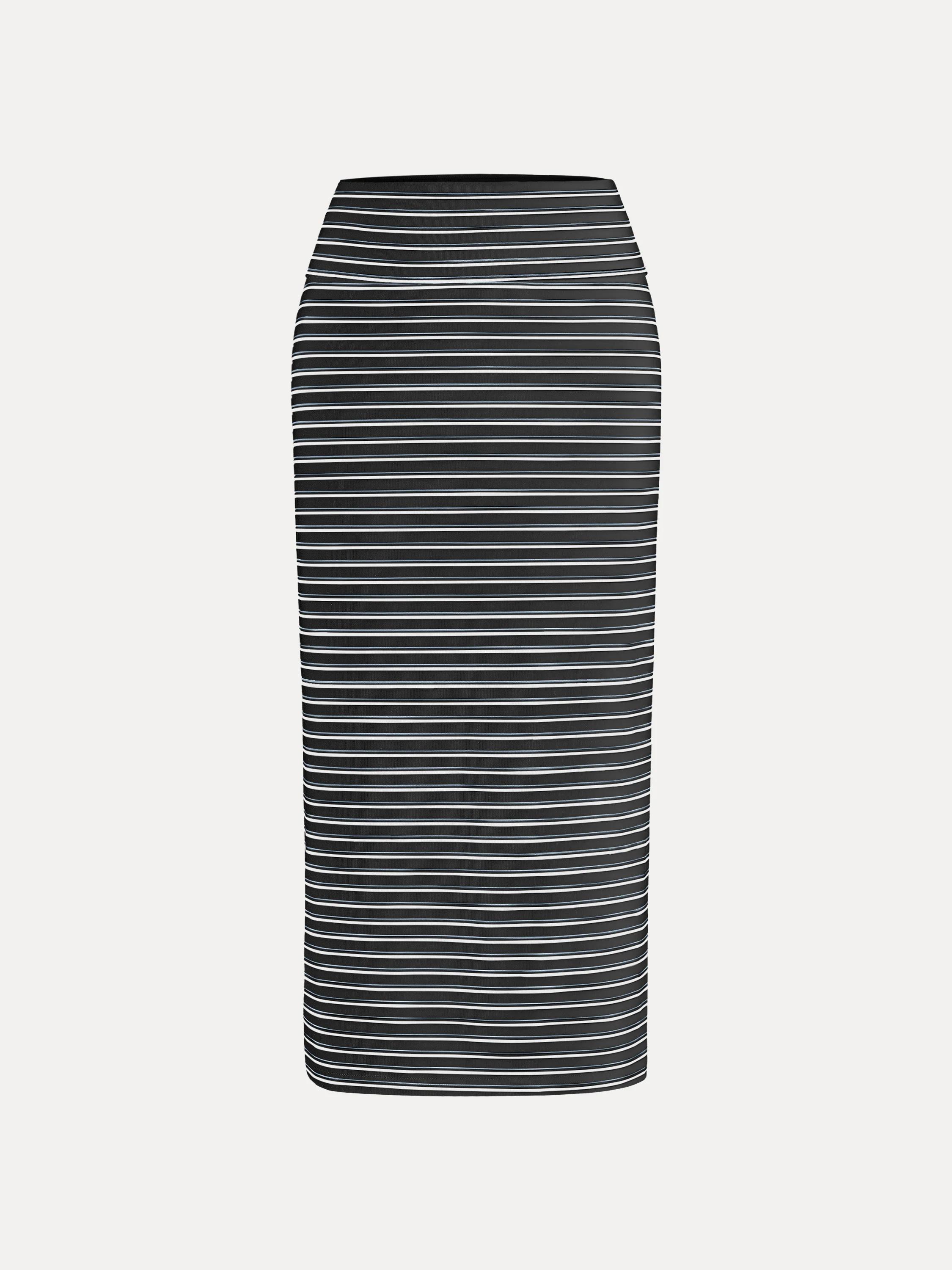 Low Rise Folded Waist Striped Mid-length Skirt