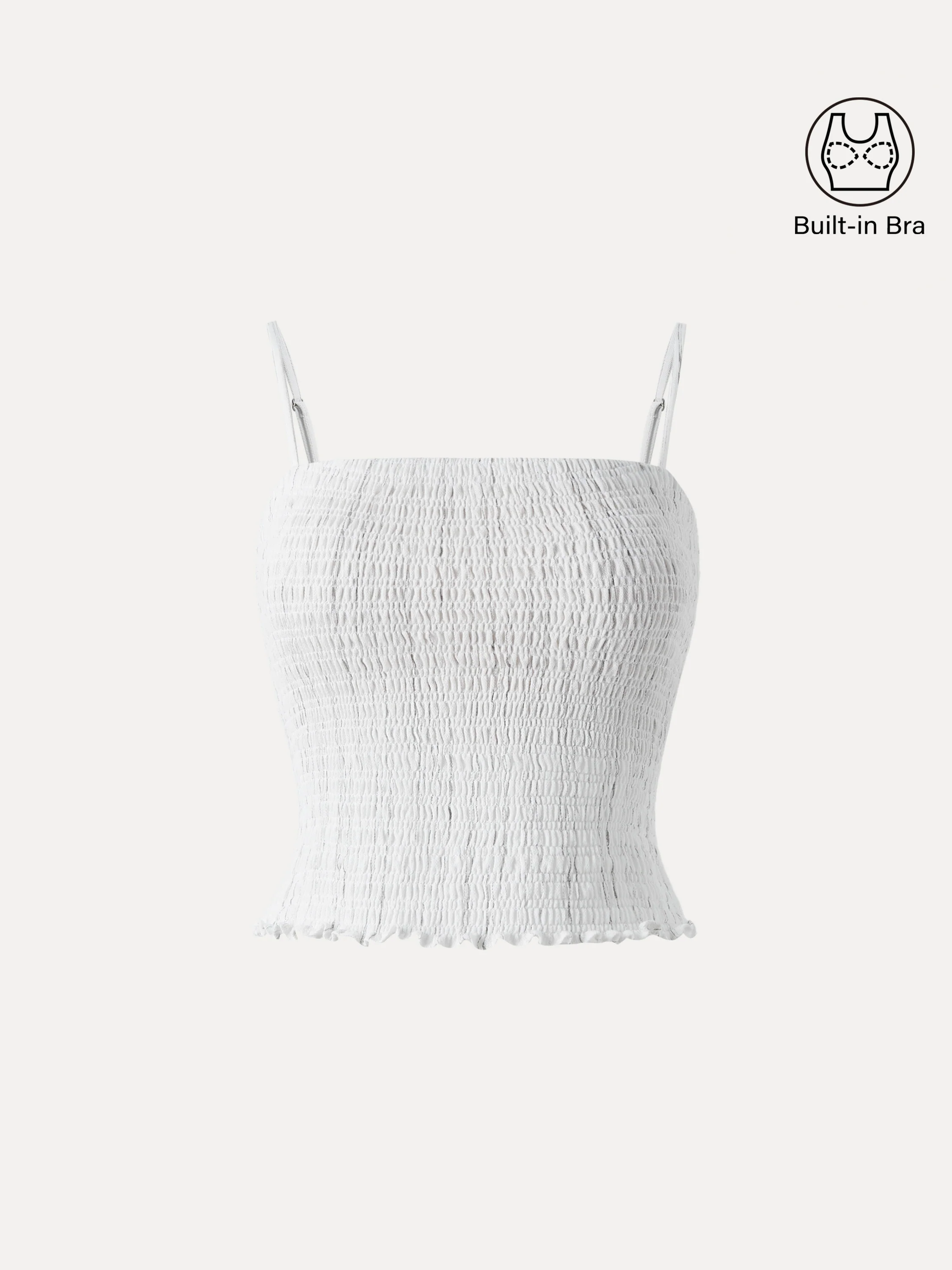 Striped Smocked Adjustable Spaghetti Brami