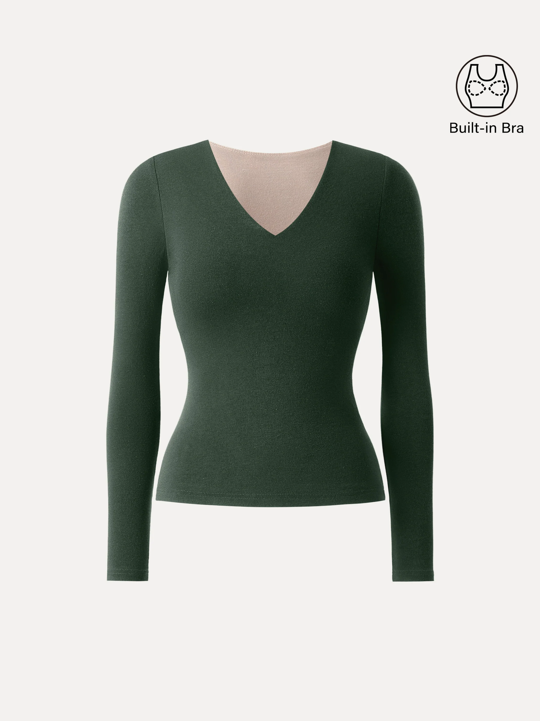 Stretchable Cotton V-Neck Long-Sleeve Brami Top