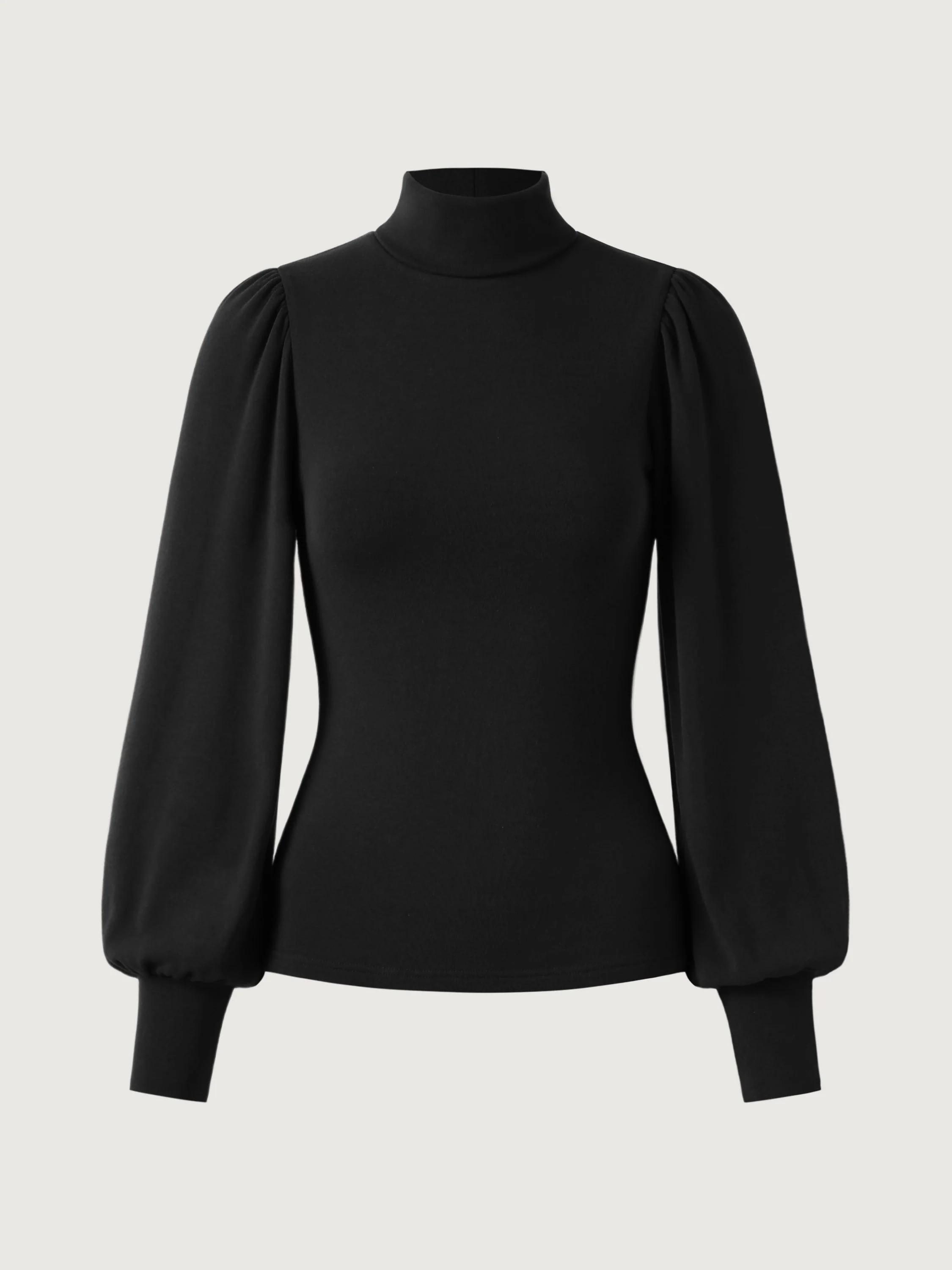 Turtleneck Puffed Sleeve Top