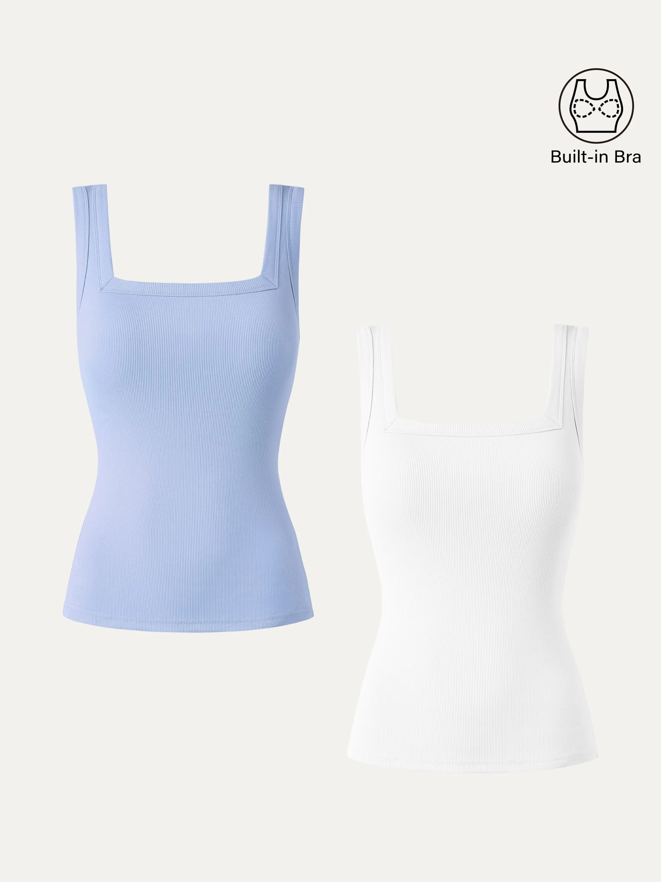 2-Piece Set Regular Slinky Square Open-Back Tank Top