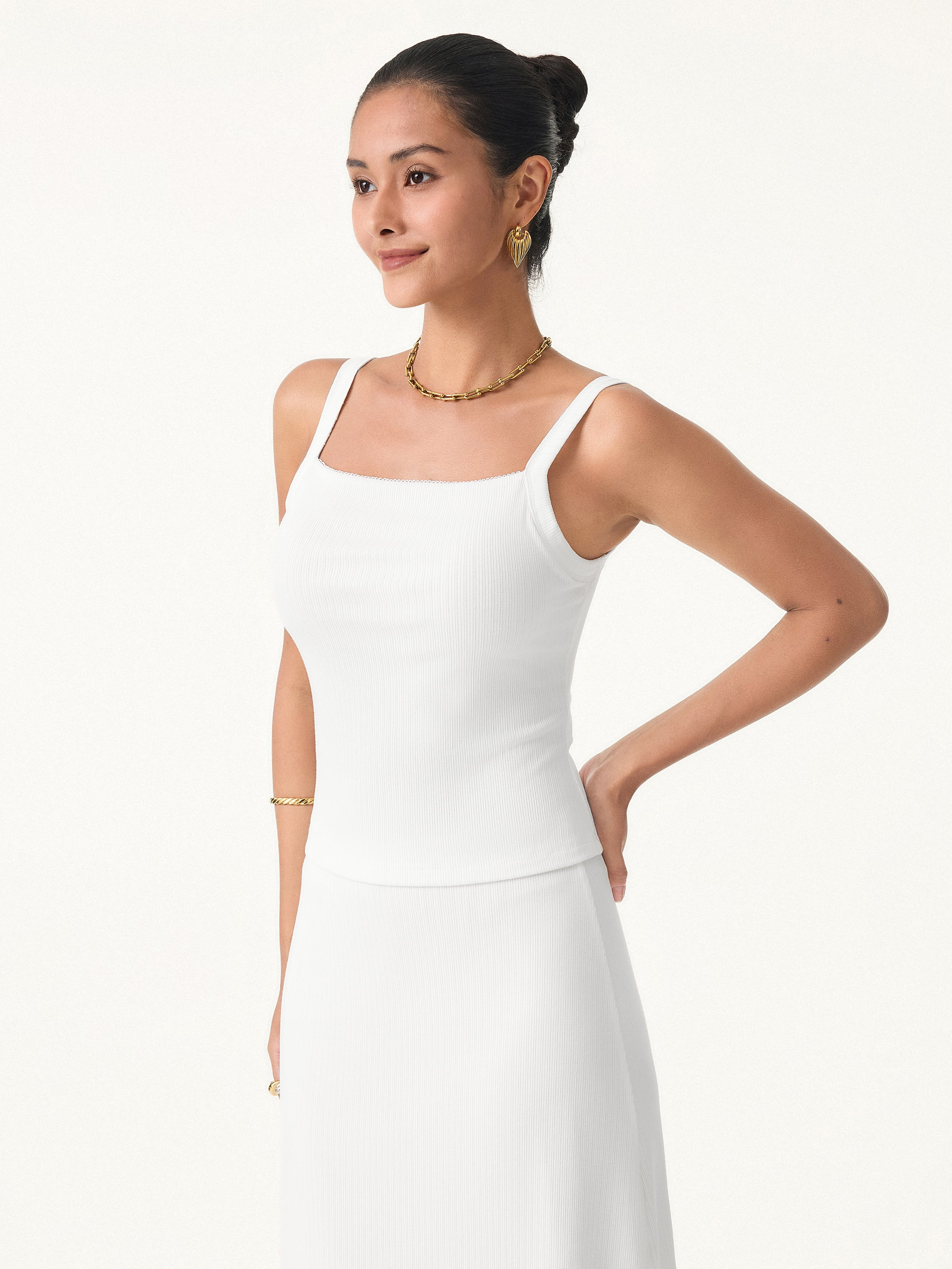 Stretch Cotton Pointelle Wide Straps Brami Tank