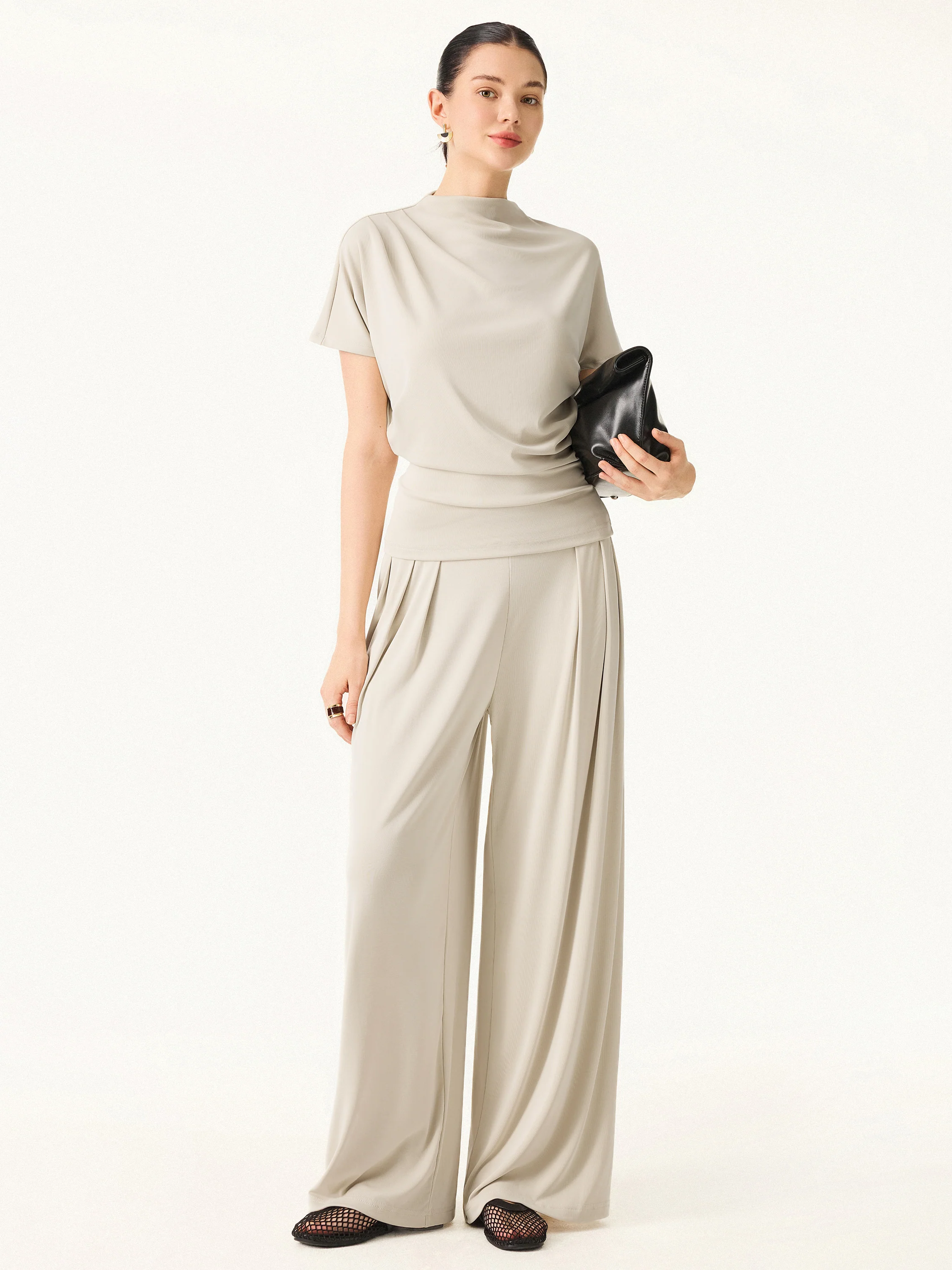 Mockneck Tucked Waist Define Top