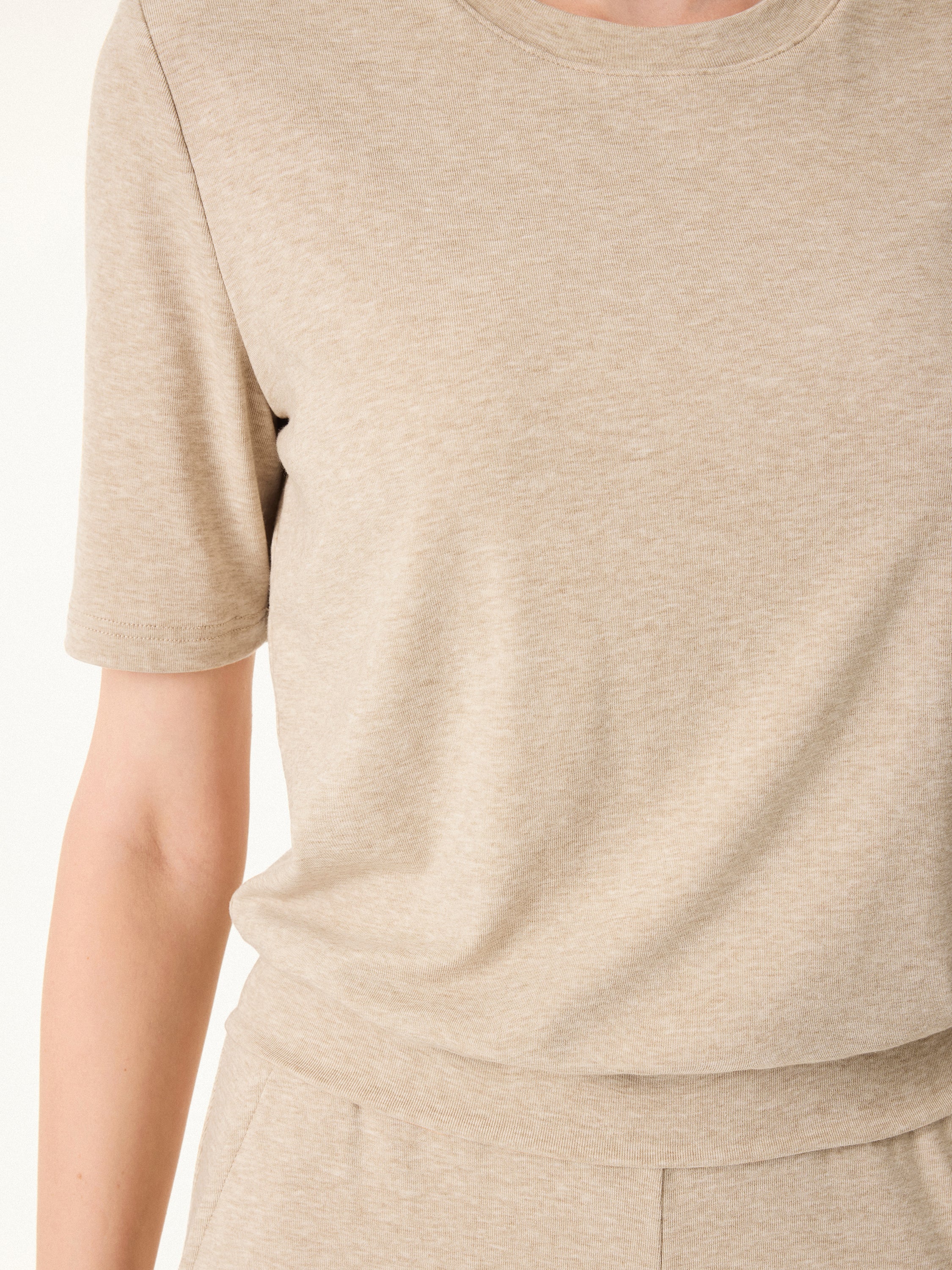 Lyocell Wool Crewneck Bra with Banded Hem